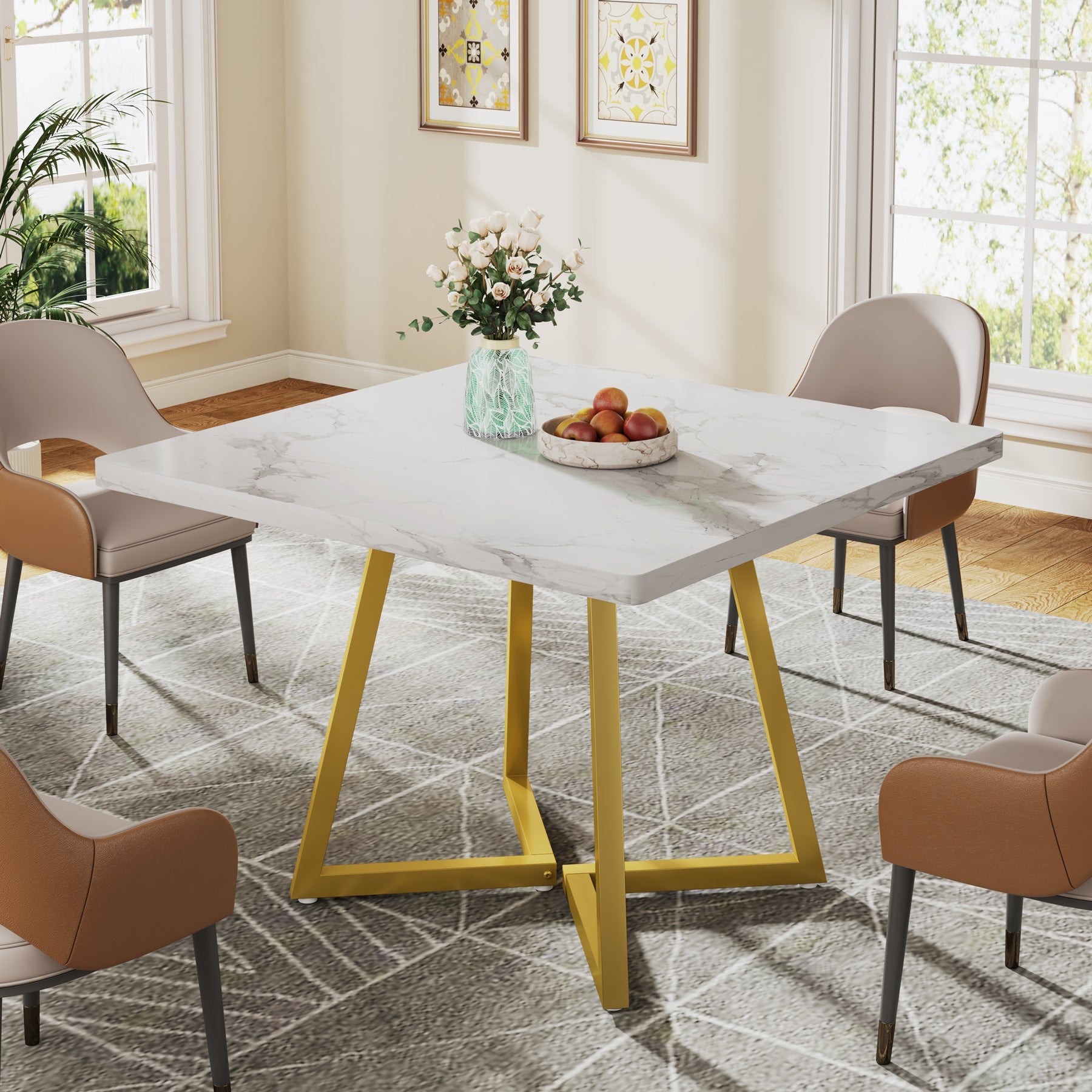 31.5 Inch Square Wooden Dining Table - Solid Wood Kitchen Table for 4 People - Perfect for Small Spaces, Breakfast Nooks & Cozy Family Meals