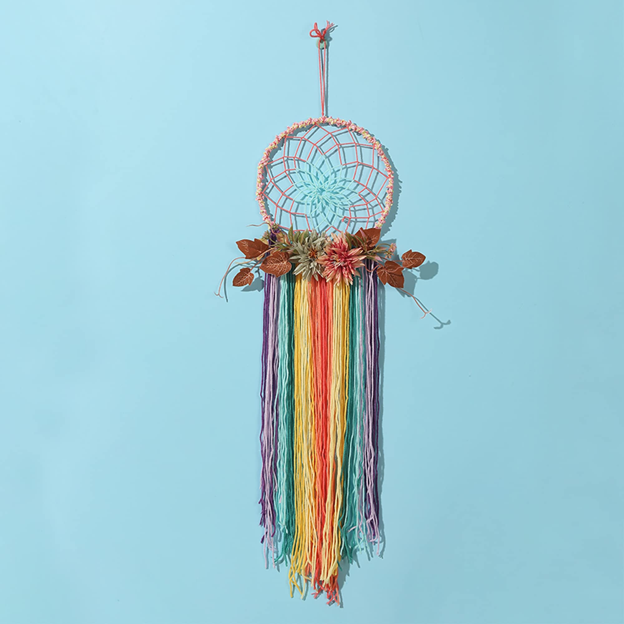 Tellpet Large Dream Catchers for Girls Room Decor - Colorful Rainbow & Floral Wall Hanging for Bedroom, Nursery, Dorm - Boho Chic Home Decor for Teens & Kids Rooms