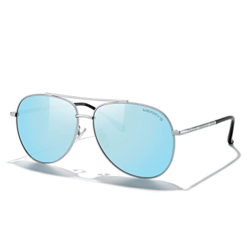 Silver Frame/Sky Blue Mirror Lens