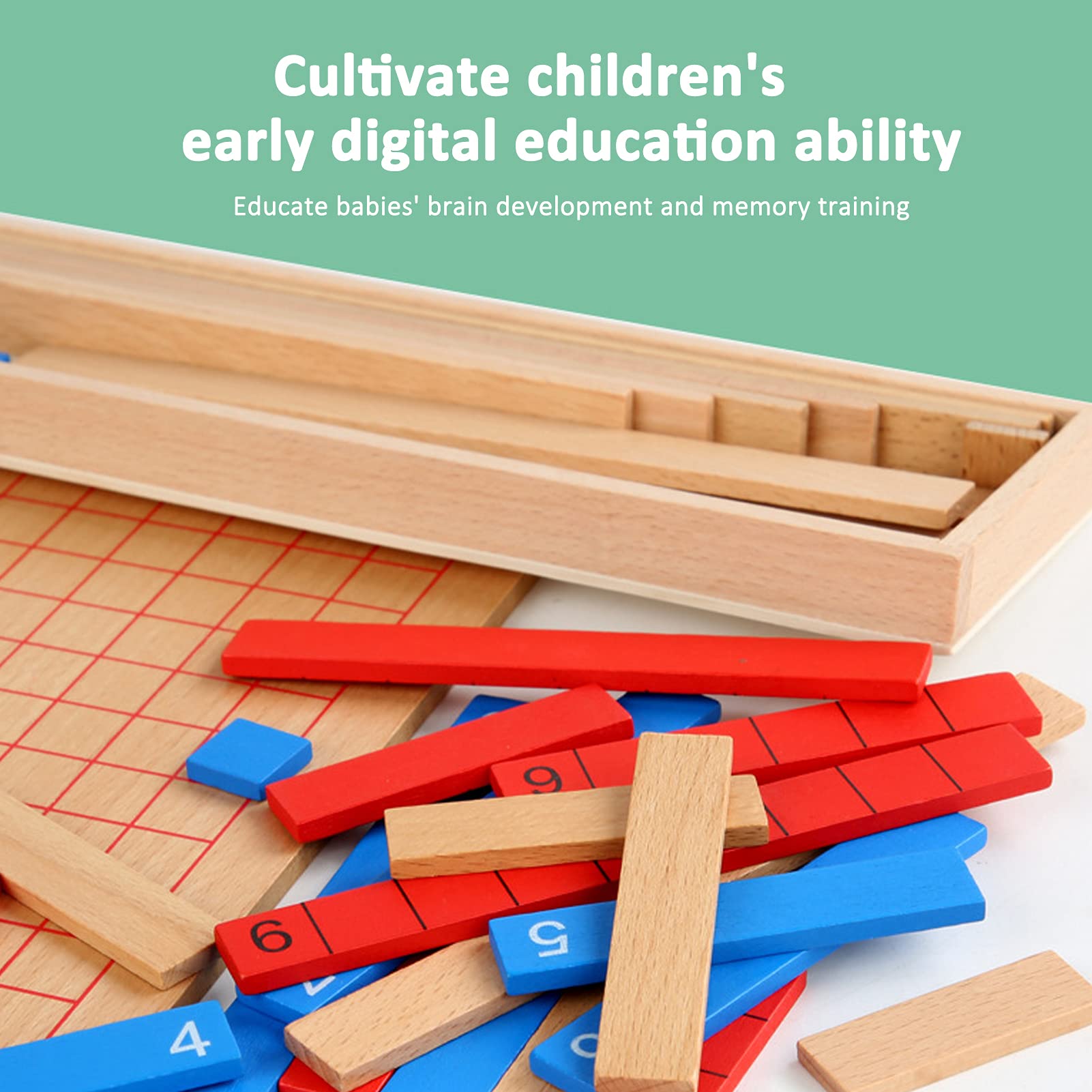 Montessori Math Toys for Kids - Wooden Counting Sticks & Number Board for Addition and Subtraction Learning - Perfect for Homeschooling, Classroom & Early Childhood Education