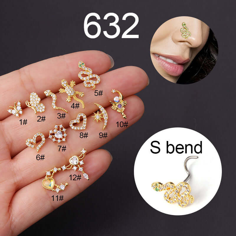 20G L Bend Nose Studs - Hypoallergenic Surgical Steel Nose Ring Piercing Jewelry for Women & Men - Perfect for Cartilage, Septum & Nostril Piercings | HSPJ632