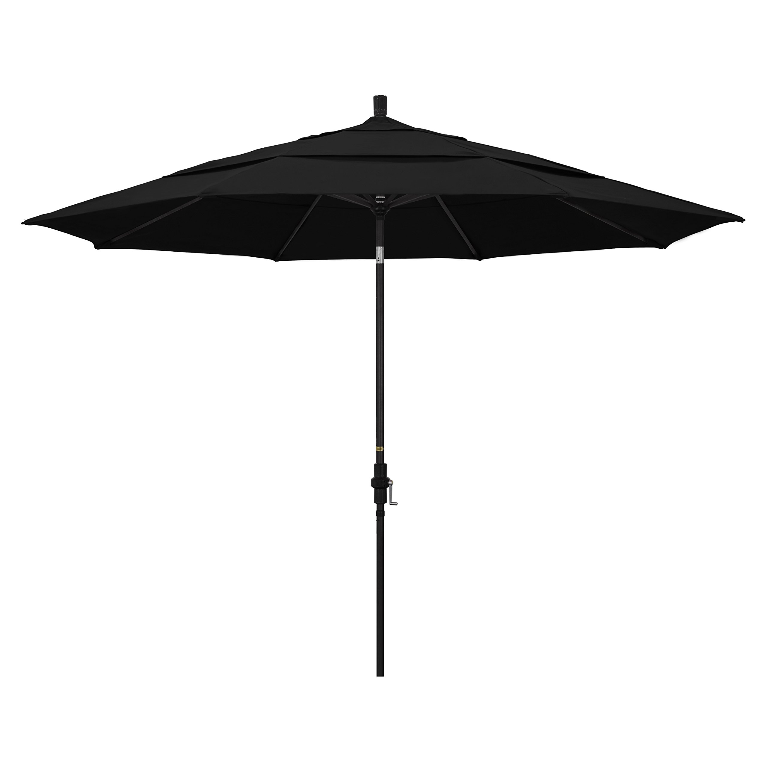 11' Round Aluminum Market Umbrella with Crank & Tilt - Black Sunbrella for Patio & Garden
