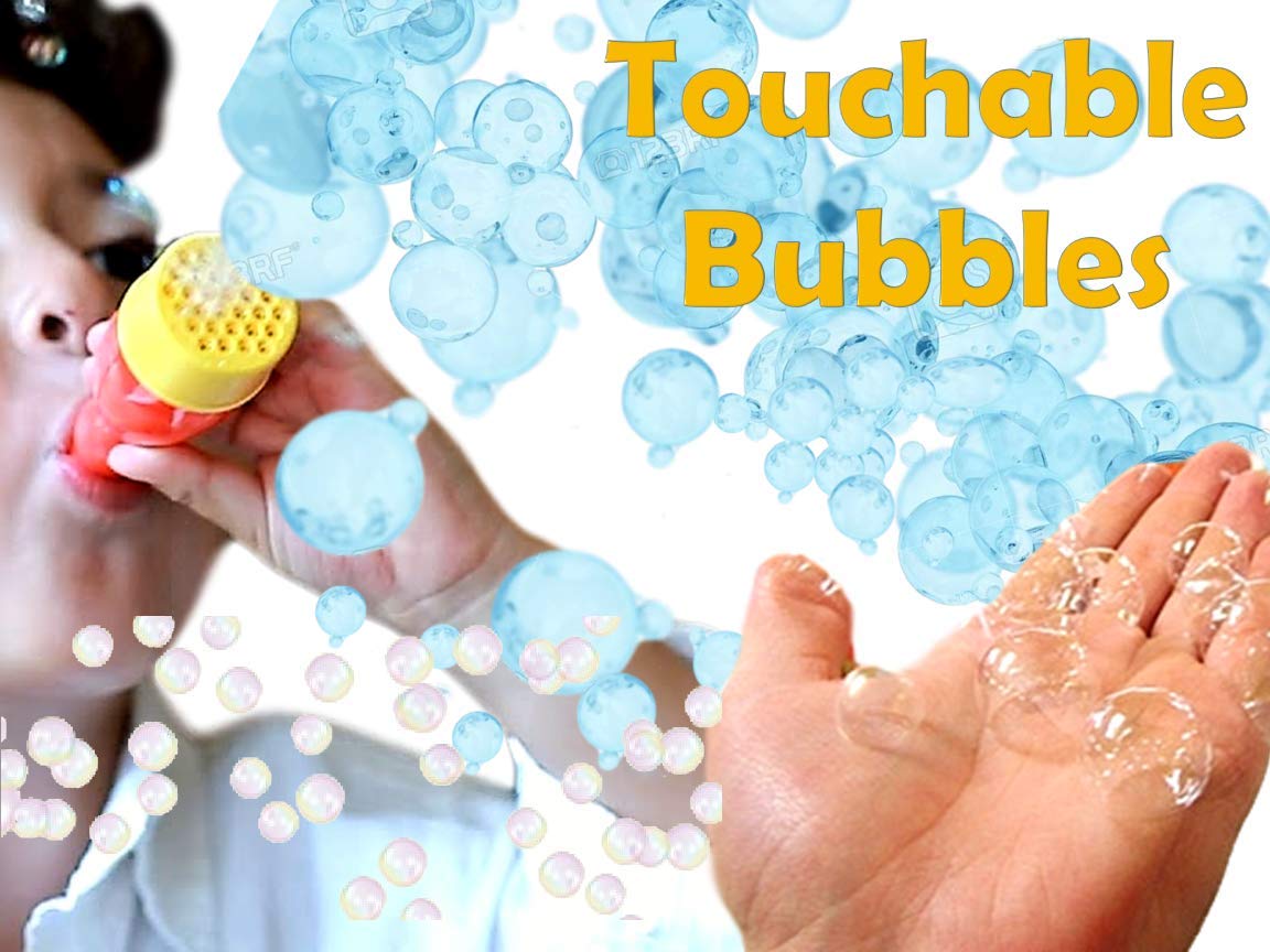 JA-RU Mini Handheld Bubble Blower with Non-Toxic Solution - Fun Touchable Bubbles for Kids, Stress Relief Fidget Toy | Perfect for Birthday Parties, Outdoor Play, Sensory Activities & Autism Therapy (3-Pack) - Great for Backyard Fun, Park Playdates, Special Needs Sensory Play, Summer Activities and Toddler Outdoor Games