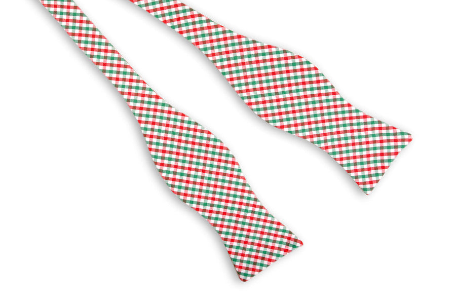 Elegant Christmas Tattersall Bow Tie for Men - Festive Plaid Pattern Silk Necktie - Perfect for Holiday Parties, Weddings & Formal Events