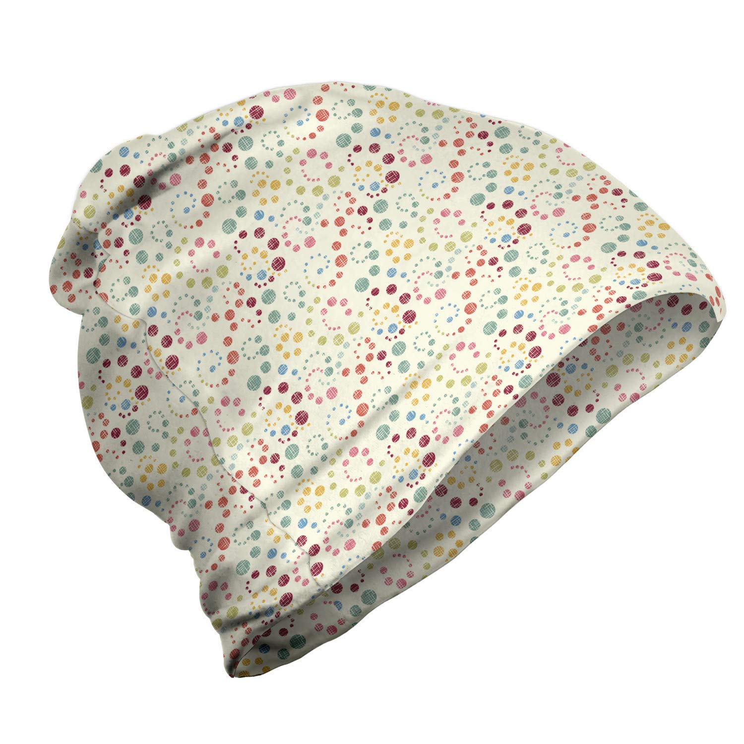 Ambesonne Unisex Beanie - Retro Colorful Art Design for Men & Women - Warm Winter Hat for Hiking, Camping & Outdoor Activities