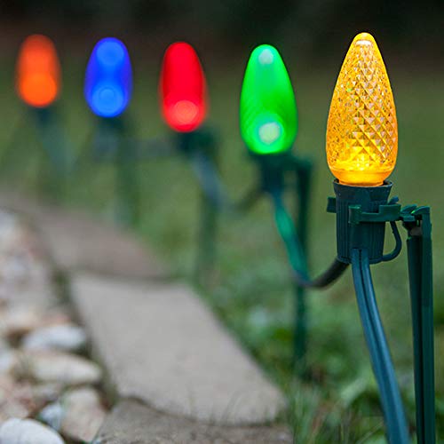 Wintergreen C9/E17 Outdoor String Lights - 25 ft with 25 Sockets, 12' Spacing - Green Wire for Patio, Garden, Backyard & Deck - Compatible with LED & Incandescent Bulbs - Weatherproof & Durable for Year-Round Use