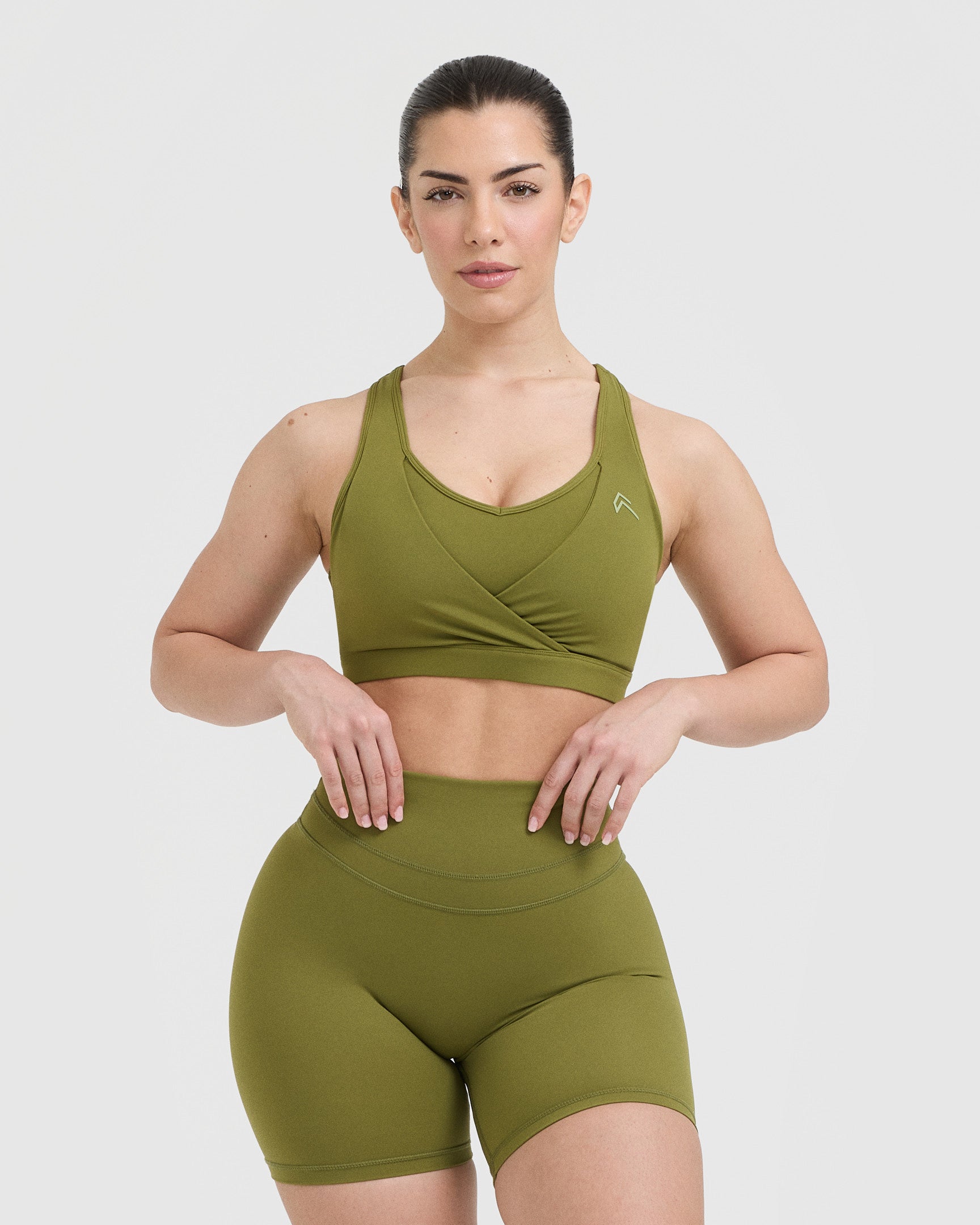 High Support Olive Green Sports Bra for Women - Seamless Workout Top for Running, Yoga & Gym - Moisture Wicking & Breathable Activewear