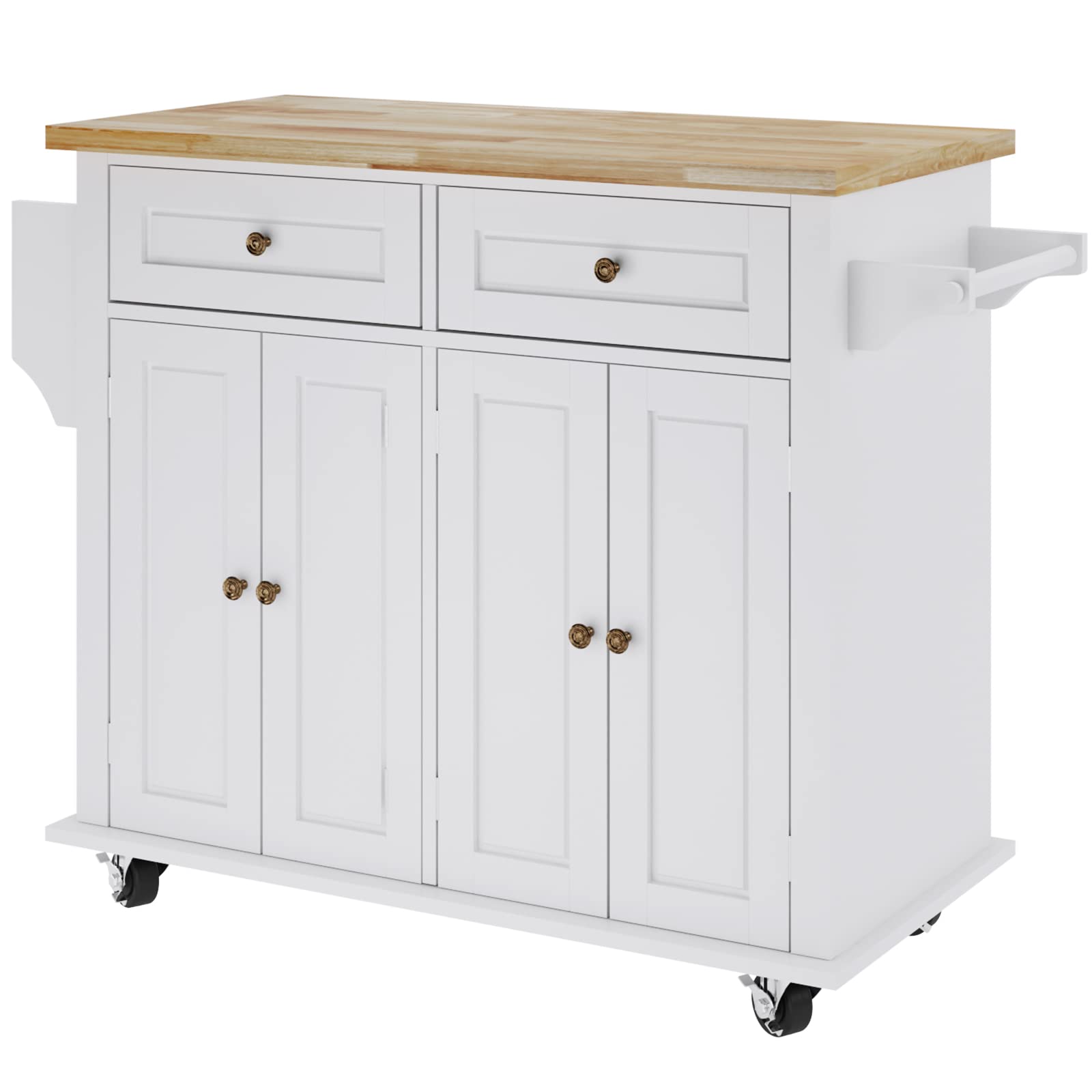 DlandHome Rolling Kitchen Island Cart with Storage Drawer, Wheels, Towel Holder & Spice Rack - Mobile Kitchen Organizer for Small Spaces, Apartments & Cooking Prep