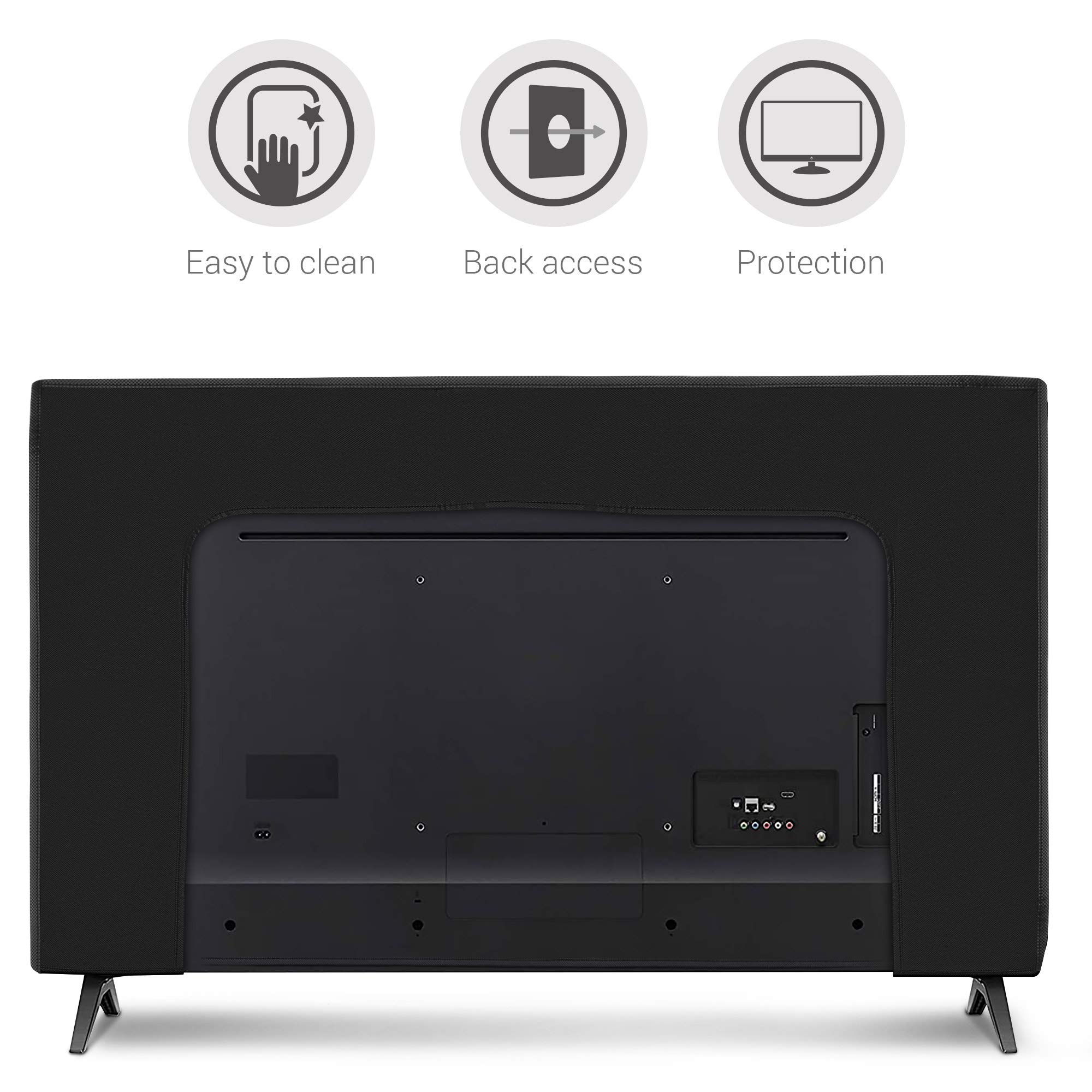 kwmobile 40-Inch TV Dust Cover - Black Fabric Screen Protector for Indoor Flat Screen TVs | Perfect for Home, Office & Entertainment Centers