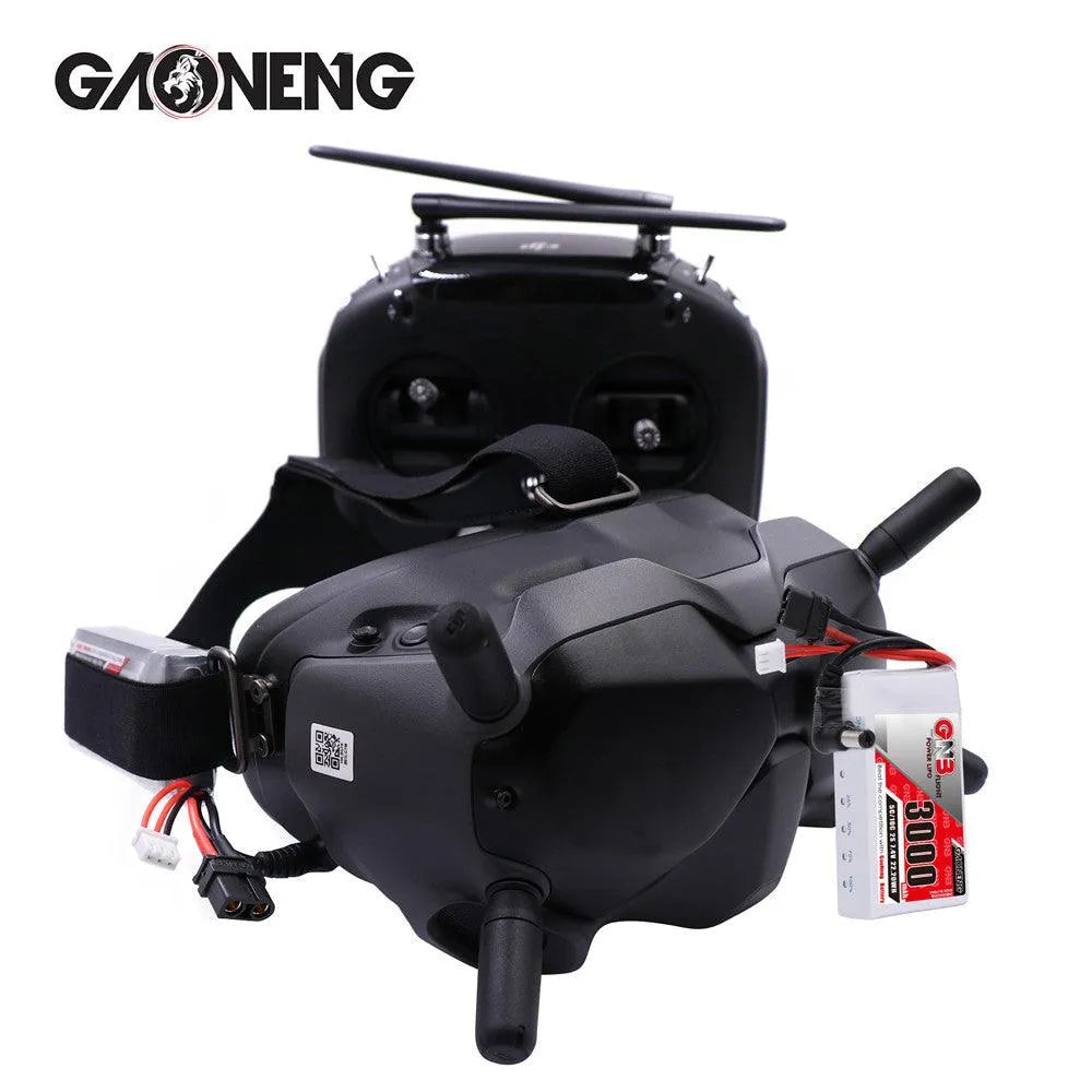 GAONENG 3000mAh 2S 7.4V LiPo Battery with XT60 Plug & DC 5.5*2.1mm Connector - Compatible with Fat Shark HD Goggles, FPV Drones, and RC Cars - Perfect for Extended Flight Time and High-Performance RC Applications
