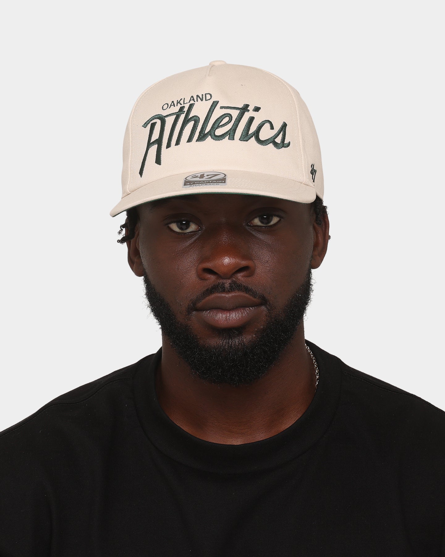 47 Brand Oakland Athletics Nantasket Script '47 Captain DT Snapback Bone Hat - Official MLB Baseball Cap for Men & Women - Perfect for Sports Fans, Streetwear Fashion and Casual Outfits