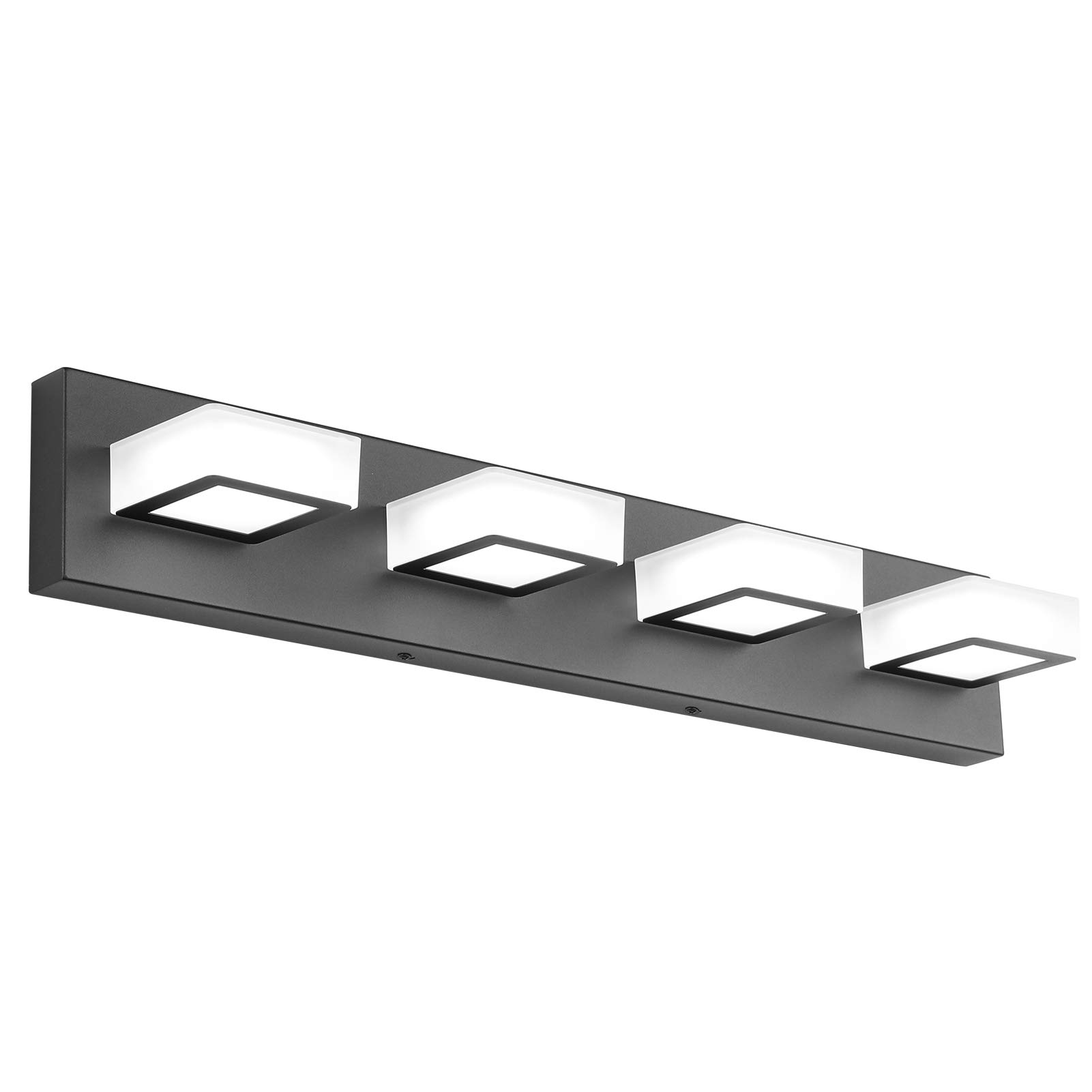 Ralbay LED Black 4-Light Acrylic Bathroom Vanity Lighting Fixture - Modern Matte Black Finish for Bathroom Mirror, Vanity, and Dressing Area