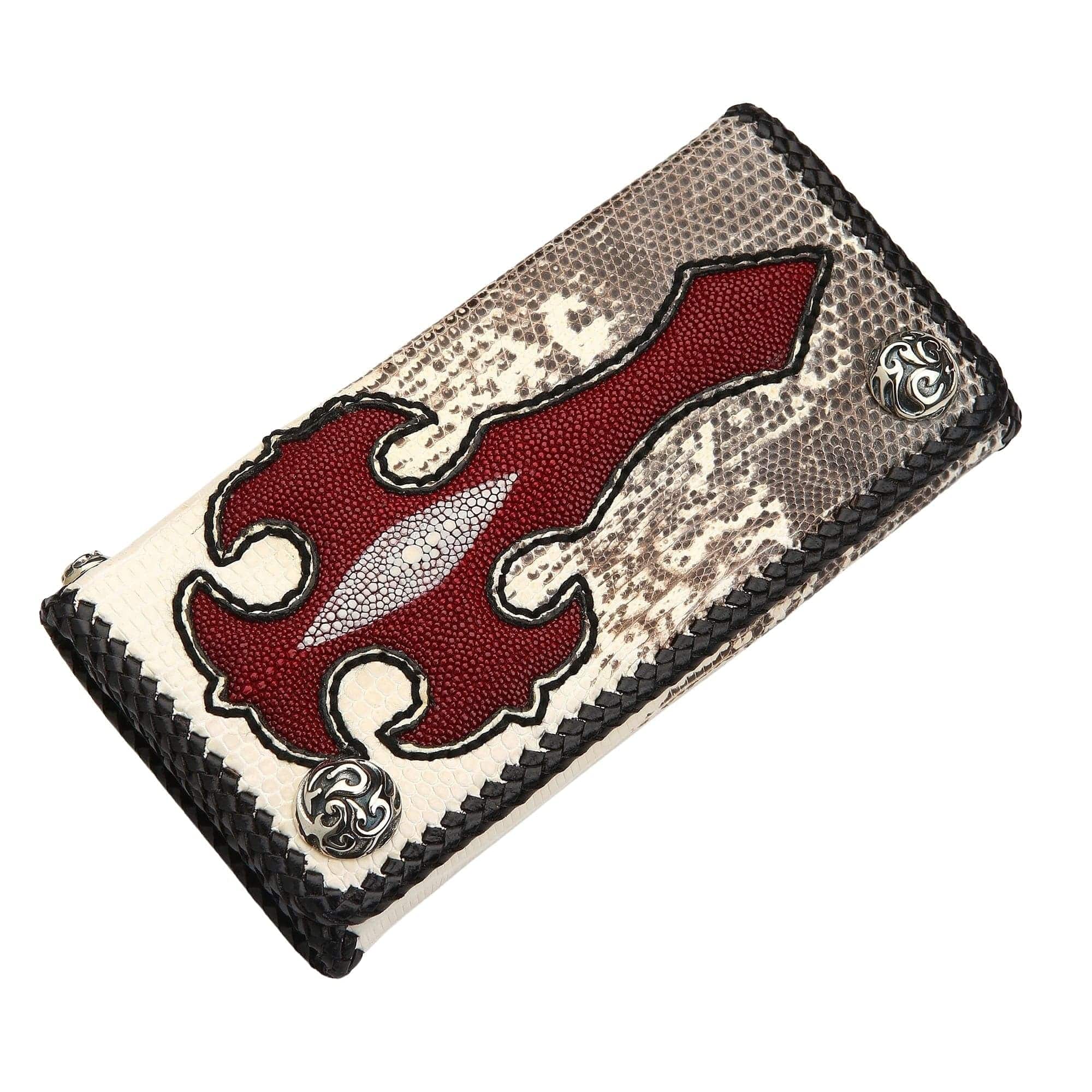Premium Stingray Cross Lizard Leather Biker Wallet for Men - RFID Blocking Slim Bifold Wallet - Perfect for Motorcycle Riders & Everyday Carry