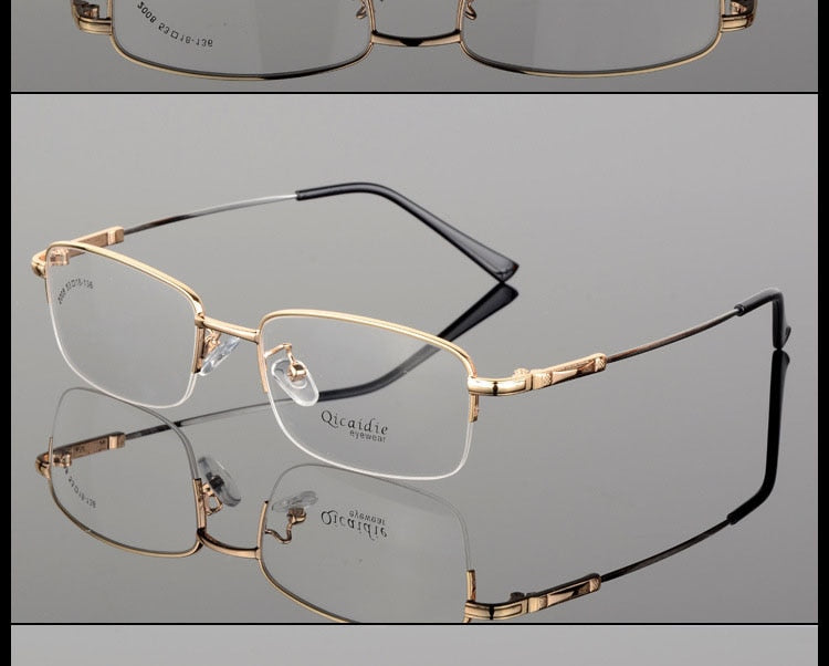 Bclear Men's Semi-Rim Square Alloy Eyeglasses - Lightweight Metal Frame Glasses for Men - Perfect for Office, Reading & Everyday Use (2008 Collection)