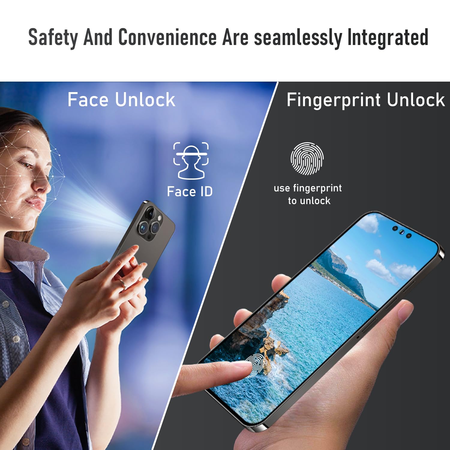 Unlocked A14 PROMAX Android Smartphone 8GB RAM 256GB ROM, 24MP+50MP Dual Camera, 6800mAh Long-Lasting Battery, 6.7