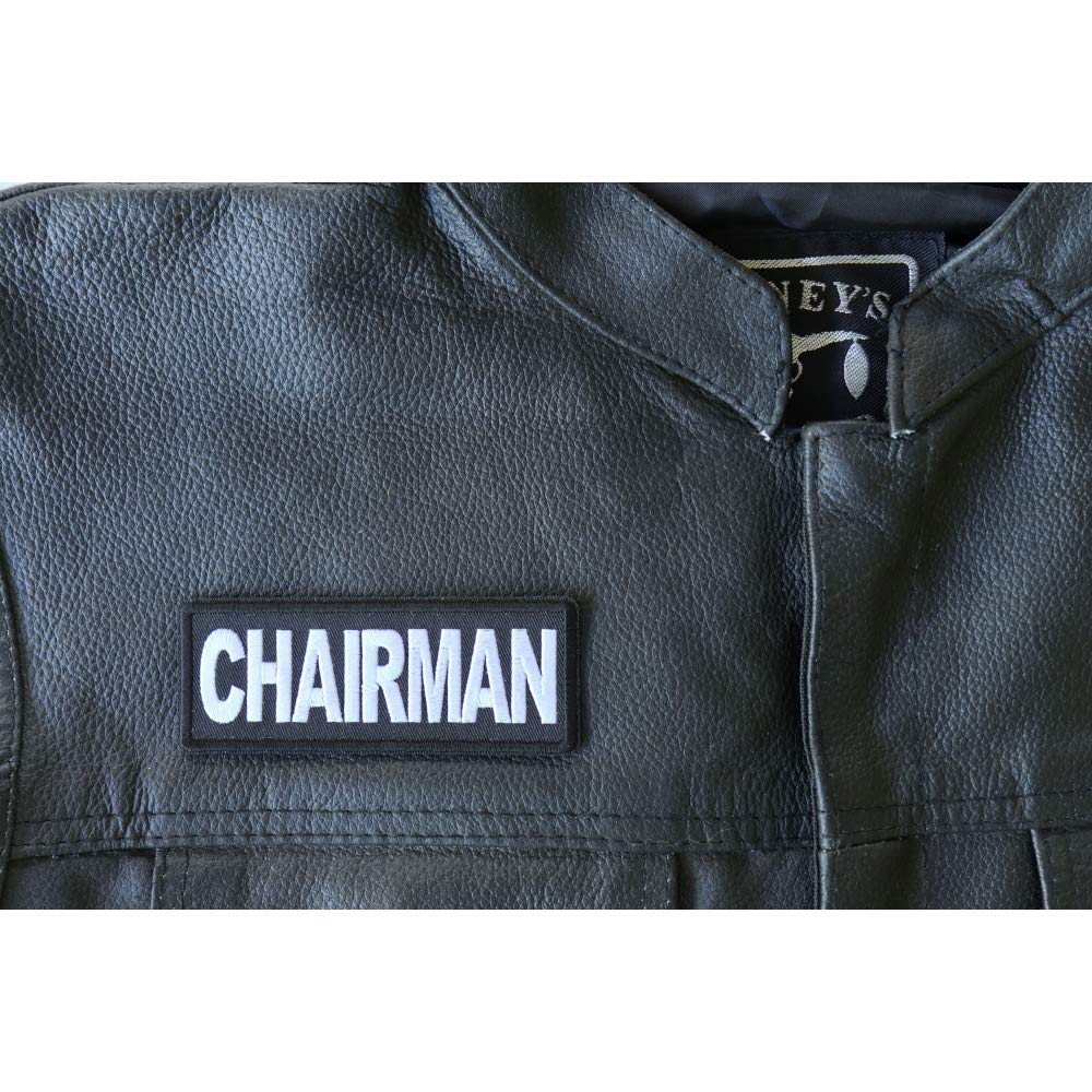 4x1.5 Inch Embroidered Iron On Chairman Patch - Premium Quality Sew On Badge for Jackets, Hats, Bags & DIY Crafts