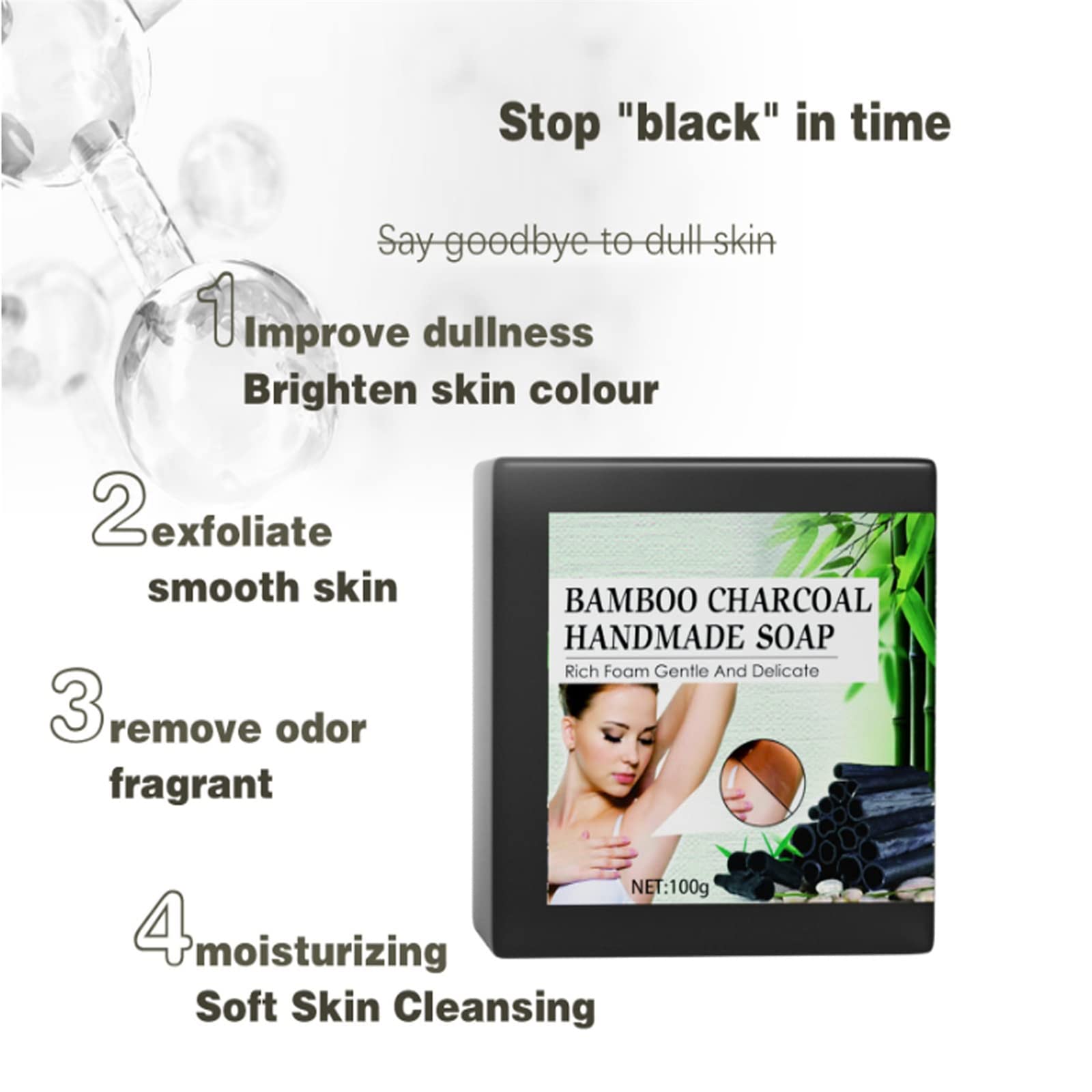Bamboo Charcoal Soap for Acanthosis Nigricans Treatment - Dark Spot Corrector & Skin Brightening Bar with Essential Oils | Activated Charcoal Black Soap for Body & Face Cleansing | Perfect for Sensitive Skin & Hyperpigmentation Care