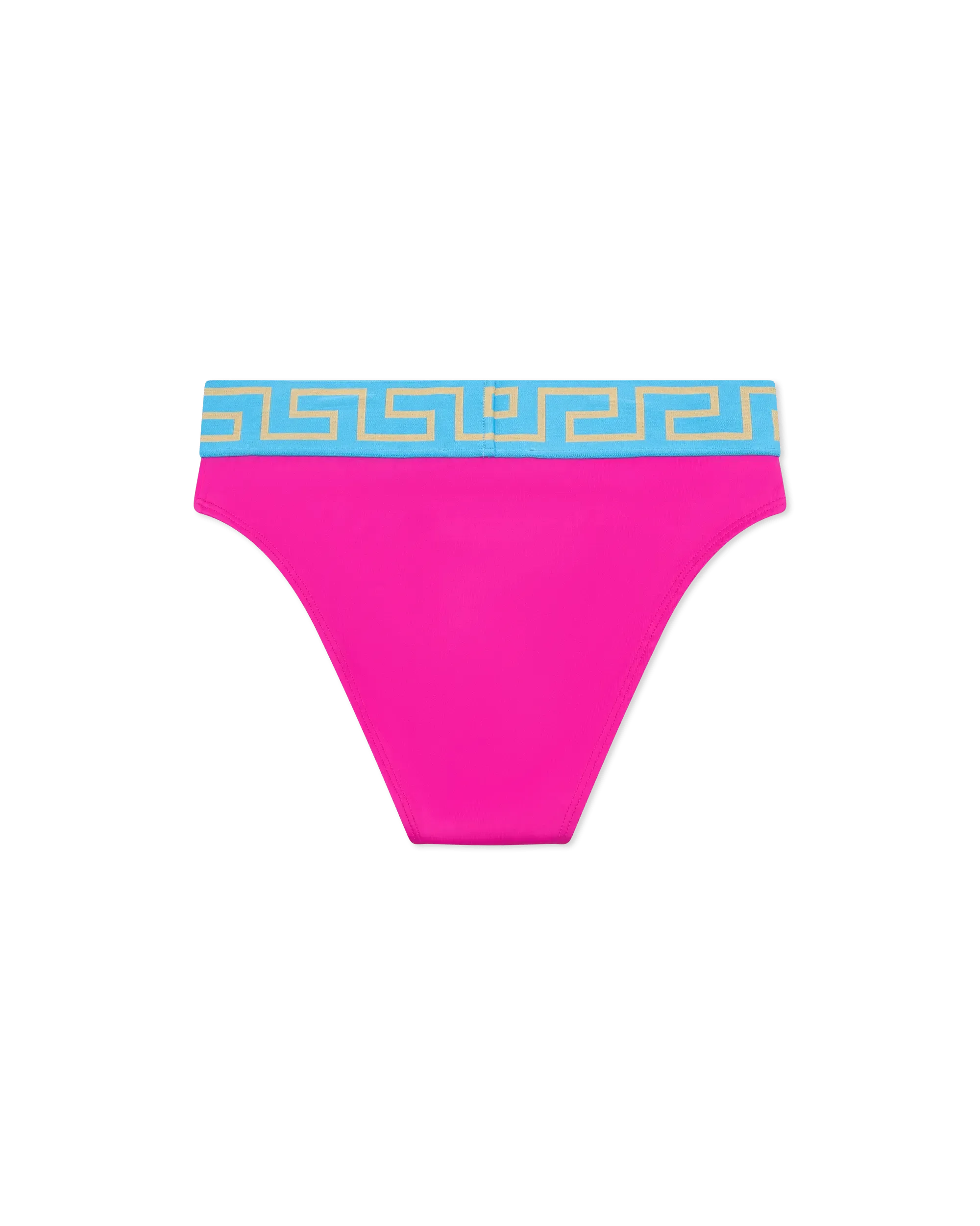Greek Key Print High Waisted Bikini Bottoms - Vintage Inspired Swimwear for Women, Perfect for Beach Vacations & Pool Parties