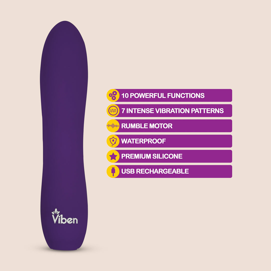 Viben Vivacious 10-Speed Waterproof Rechargeable Bullet Vibrator - Powerful Rumble Motor for Solo & Couple Play, Travel-Friendly & Discreet Design