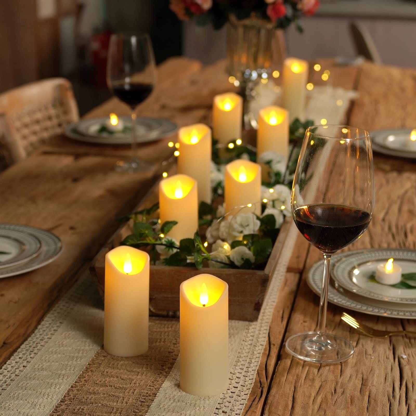 Homemory Flameless LED Candles - Battery Operated Electric Candles with Remote & Timer, Frosted Plastic Fake Candles That Won't Melt (Ivory, Set of 9) - Perfect for Home Decor, Weddings, and Romantic Ambiance