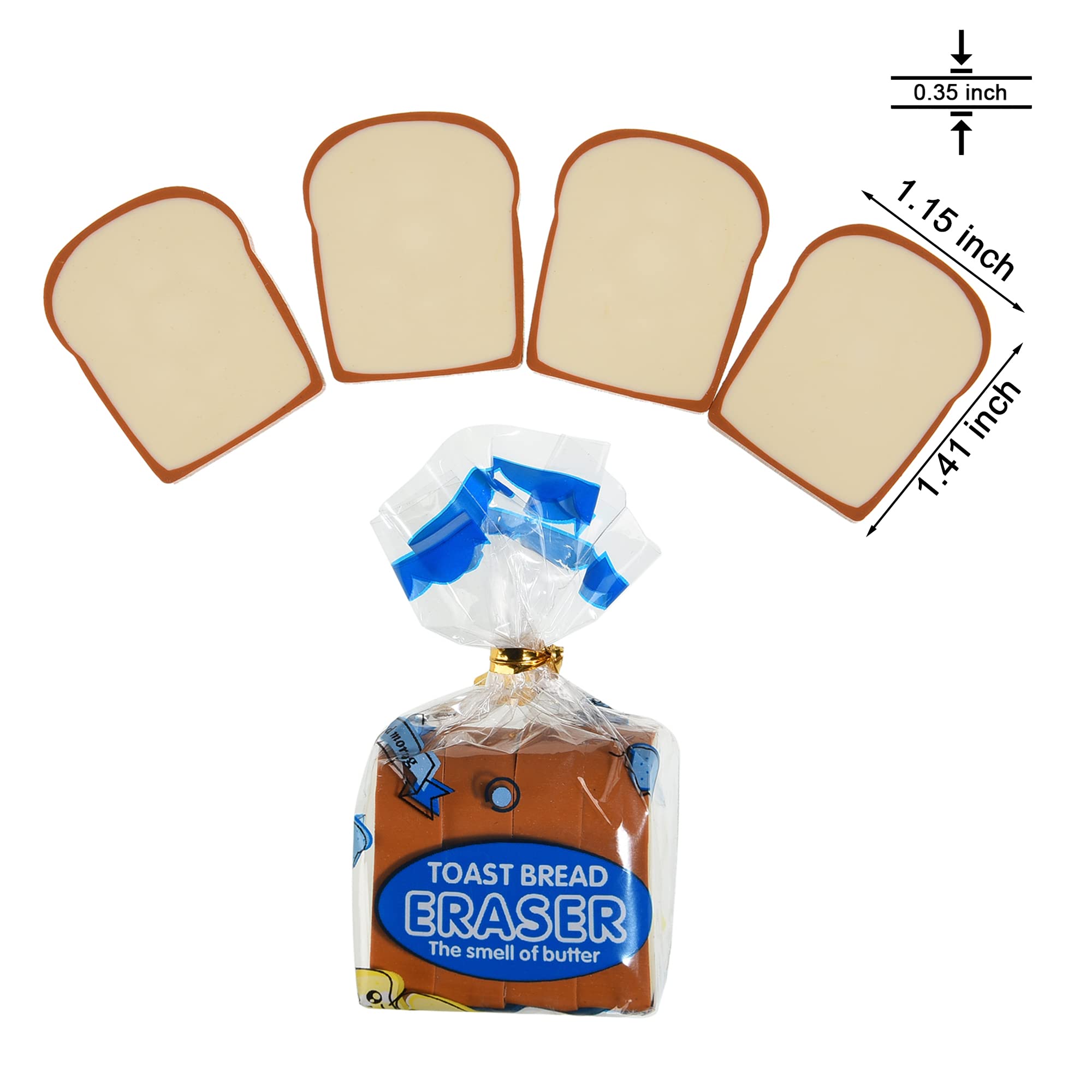 16Pcs Cute Bread Shaped Erasers for Kids - Fun Toast Design Pencil Erasers for School, Classroom Rewards & Party Favors - Perfect for Arts & Crafts, Back to School Supplies, and Teacher Gifts
