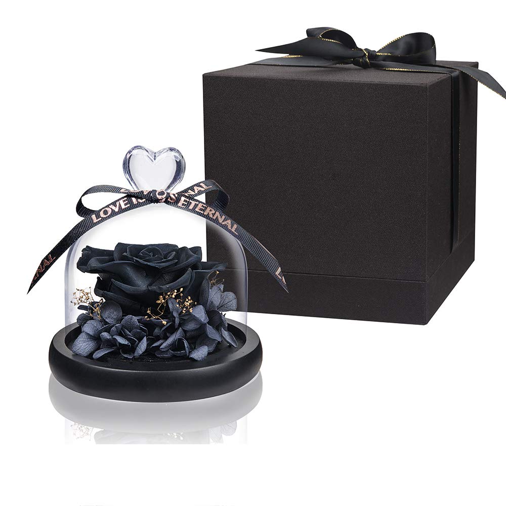Handmade Black Preserved Roses - Real Never-Withered Flowers for Valentine's Day, Christmas, Anniversary Gifts | Perfect for Home Decor, Wedding Centerpieces & Romantic Surprises