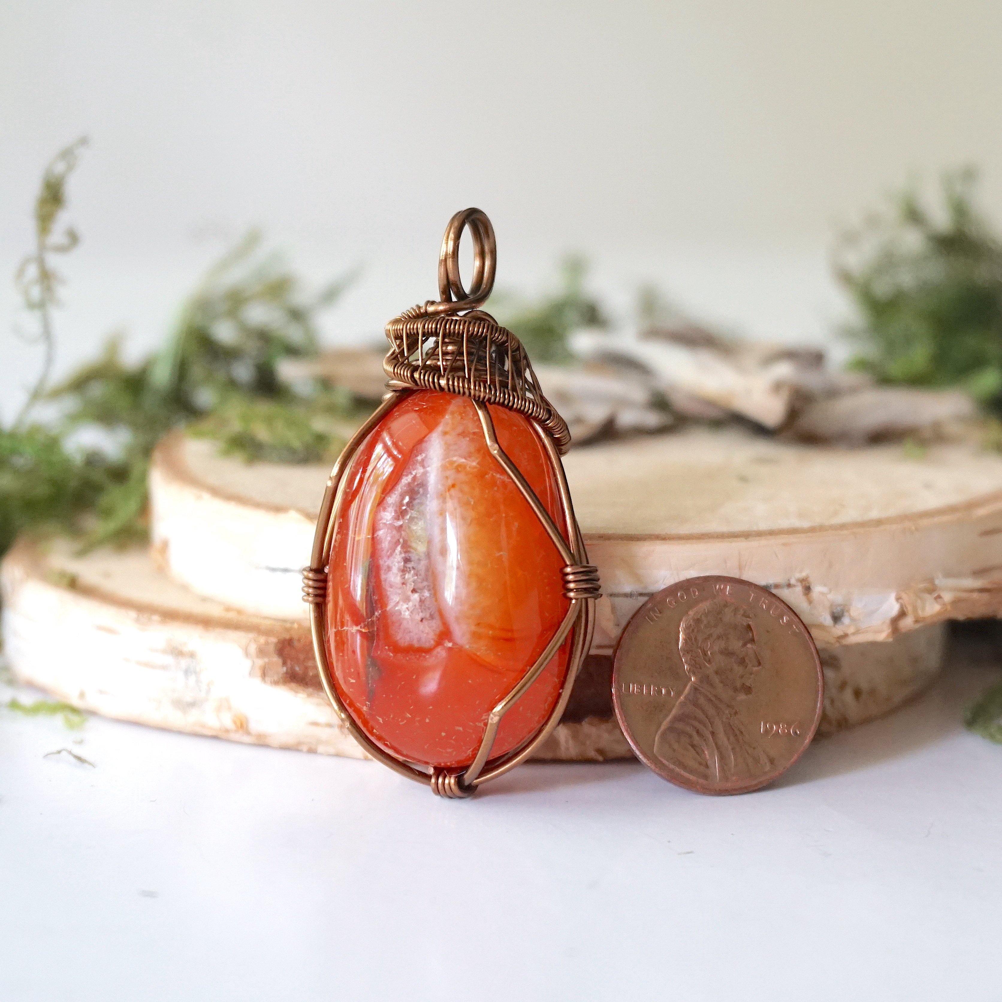 Raw Carnelian Necklace - Handmade Wire Wrapped Healing Crystal Pendant for Women - Perfect for Meditation, Energy Healing & Spiritual Jewelry Gifts
