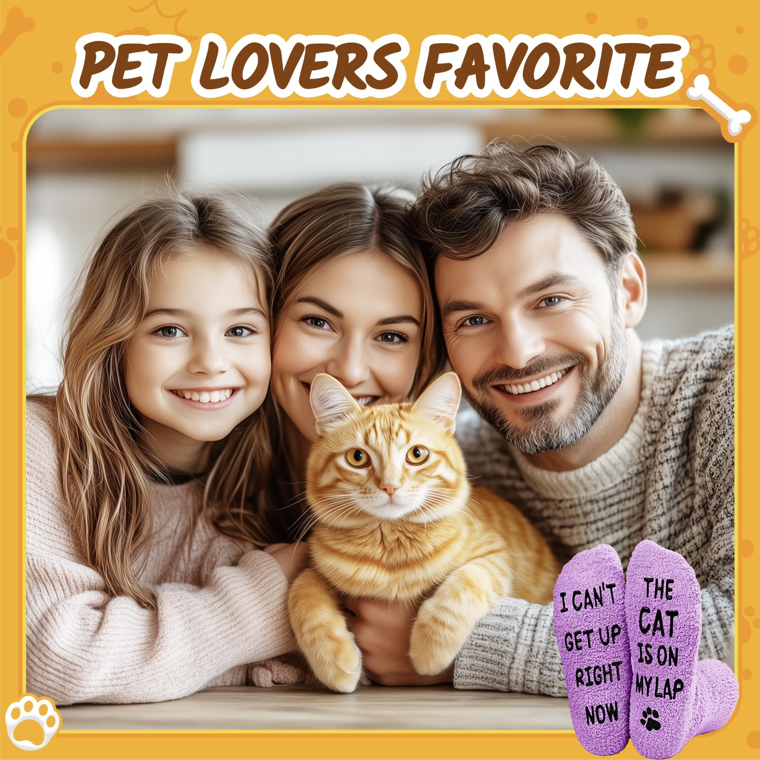 **HappyPop Cat Mom Gifts for Cat Lovers - Funny Novelty Cat Socks, Crazy Silly Purple Fuzzy Socks for Women - Perfect for Birthday, Christmas & Cozy Home Wear**