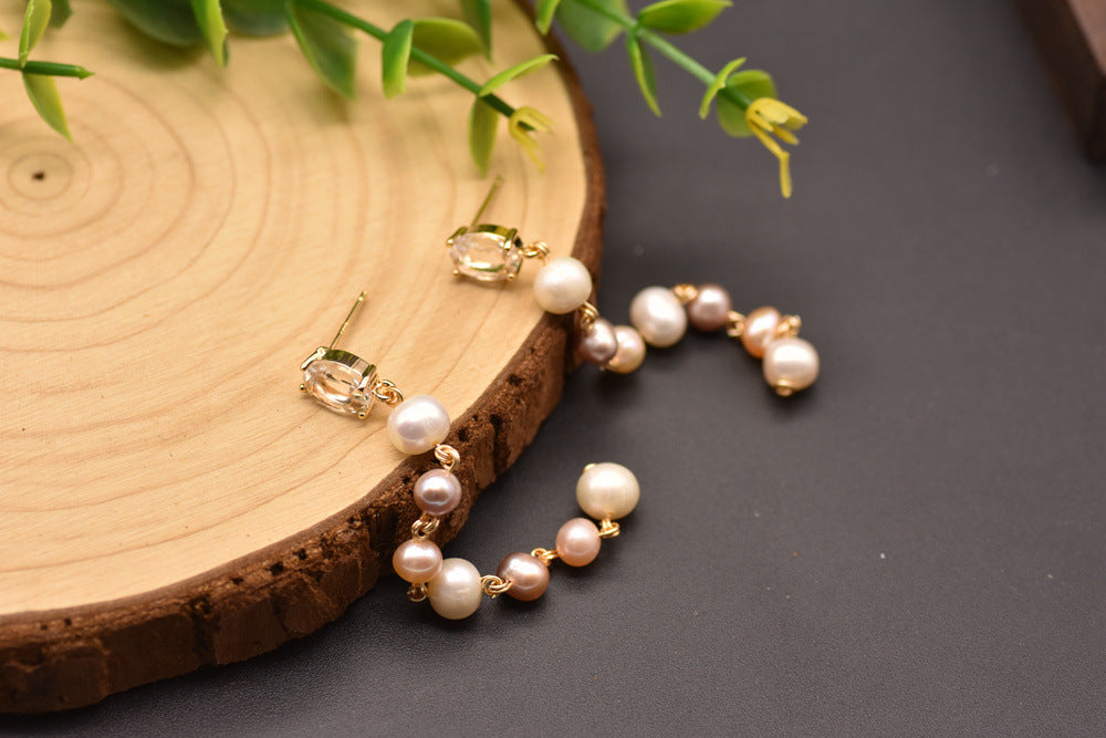 GLSEEVO Minimalist Water Pearl Drop Earrings for Women - Elegant Long Dangle Earrings for Birthday, Party & Everyday Wear - Original Jewelry Design GE0839