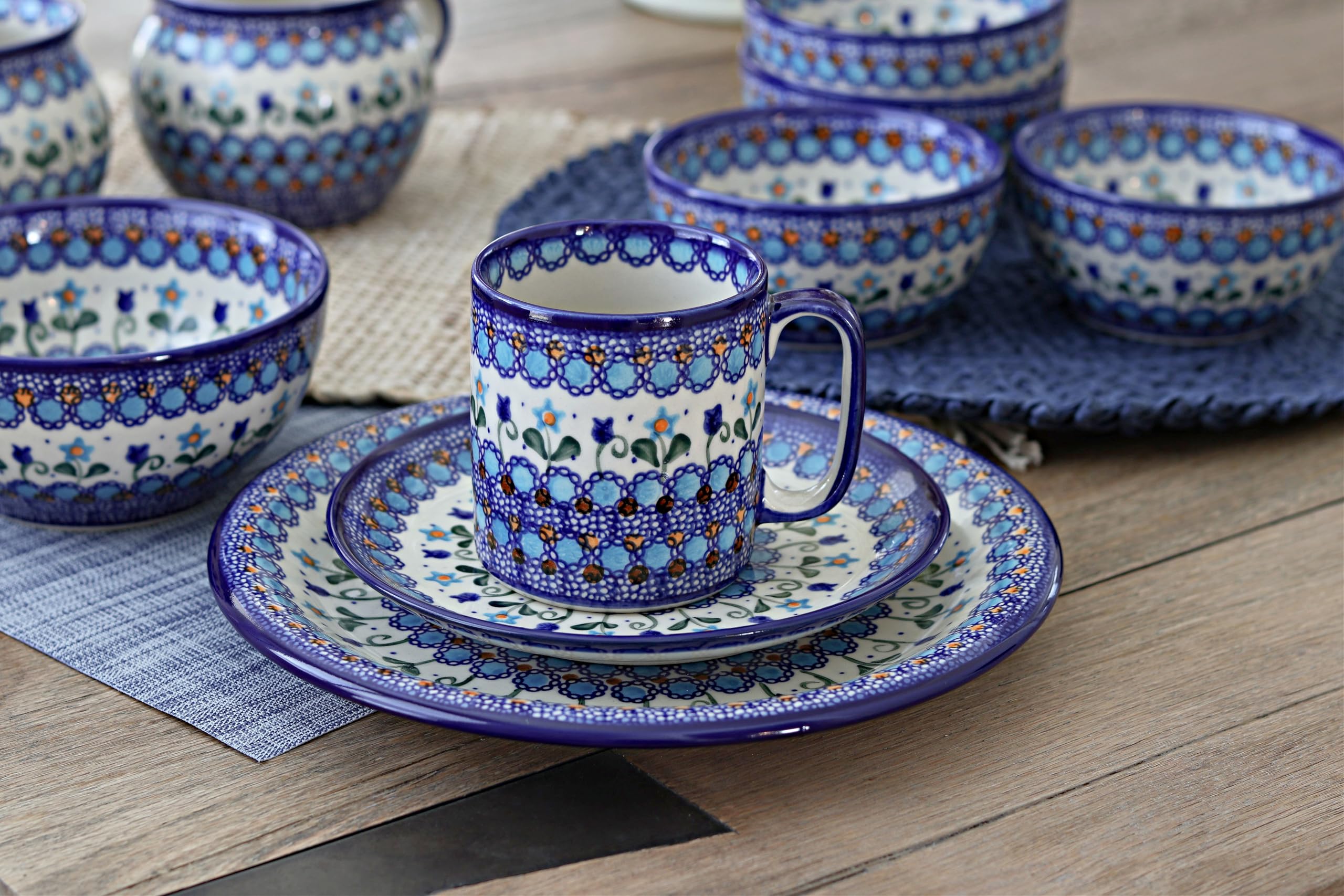Handmade Blue Rose Polish Pottery Savannah Bowl - Ceramic Cereal & Soup Bowl for Breakfast, Dessert, or Home Decor - Perfect for Kitchen, Dining Room, or Gift Giving
