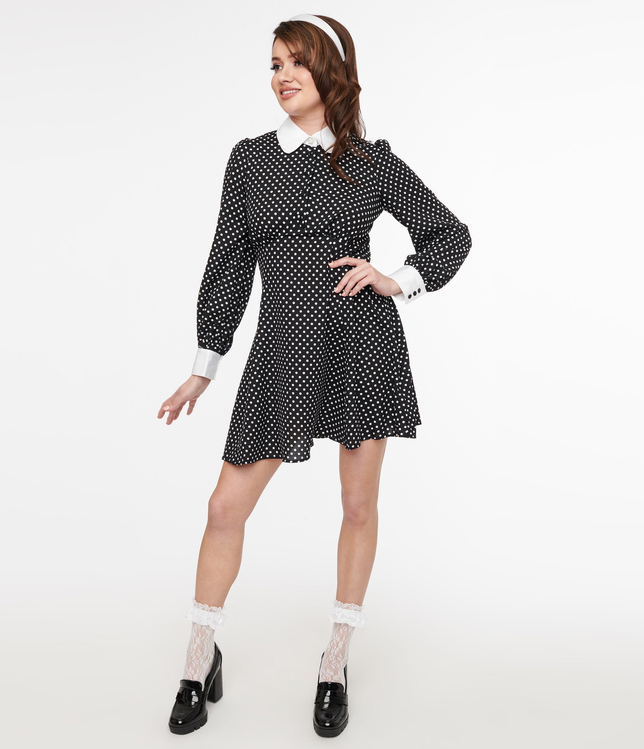 Vintage 1960s Hell Bunny Naomi Mini Dress - Black & White Polka Dot Retro Swing Dress for Women | Perfect for Rockabilly, Pinup, and 1950s-60s Themed Parties