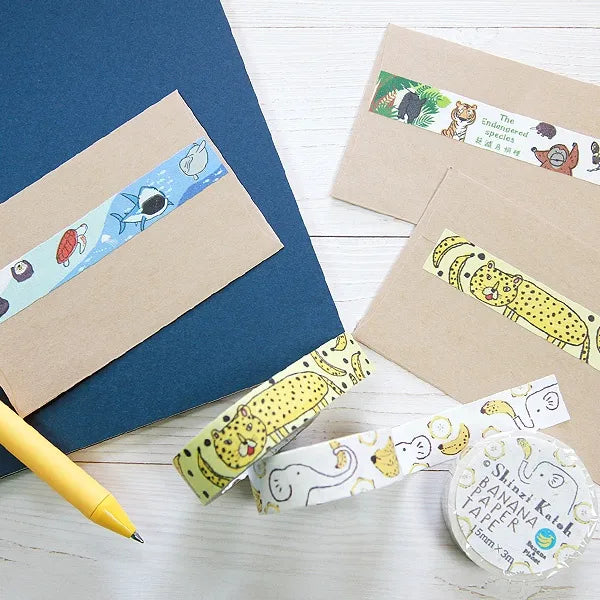 Banana & Elephant Washi Tape - Decorative Japanese Paper Tape for Scrapbooking, Journaling, DIY Crafts, and Gift Wrapping - Perfect for Bullet Journals, Planners, and Home Decor