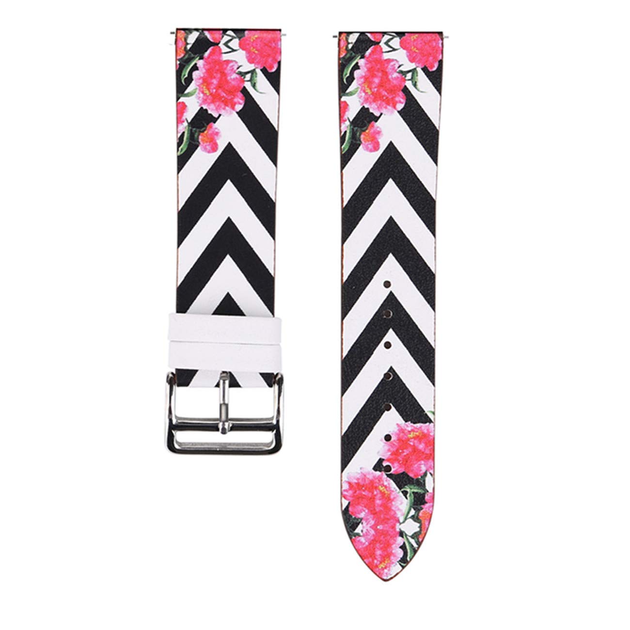 Premium PU Leather Floral Print Watch Band Replacement for Fitbit Versa/Versa 2/Versa Lite - Soft Adjustable Wrist Strap Bracelet for Women & Girls - Perfect for Workouts, Office & Casual Wear