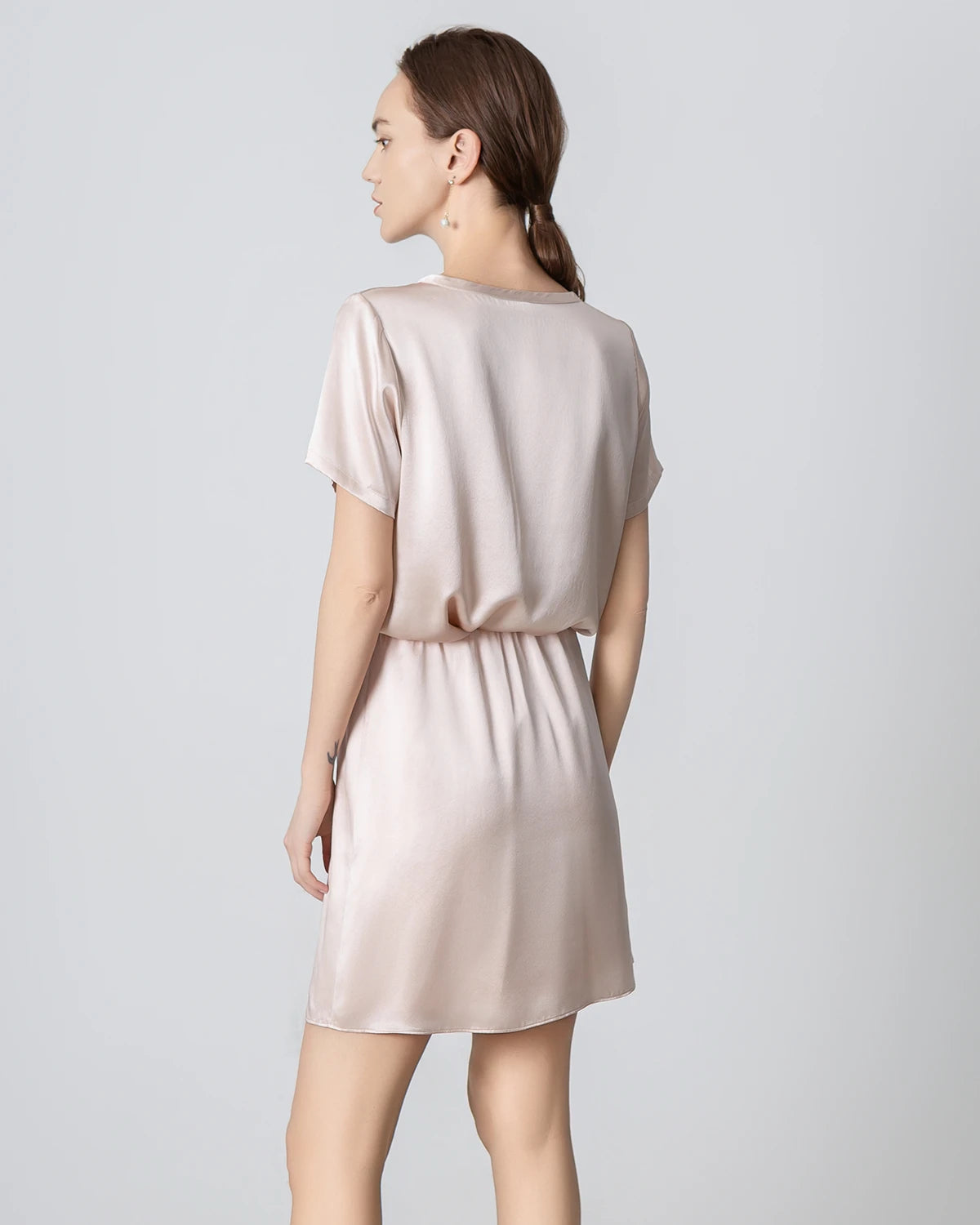 Elegant Short Sleeve Silk Blouse & Mini Skirt Set for Women | Summer Office Wear & Party Outfit