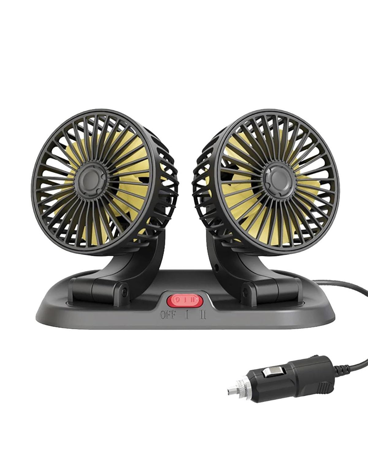 12V USB Car Fan - Dual Head 360° Rotatable Air Circulator for Vehicles | Compact Auto Cooling Fan for Summer Driving, Road Trips & Truck Cab Comfort