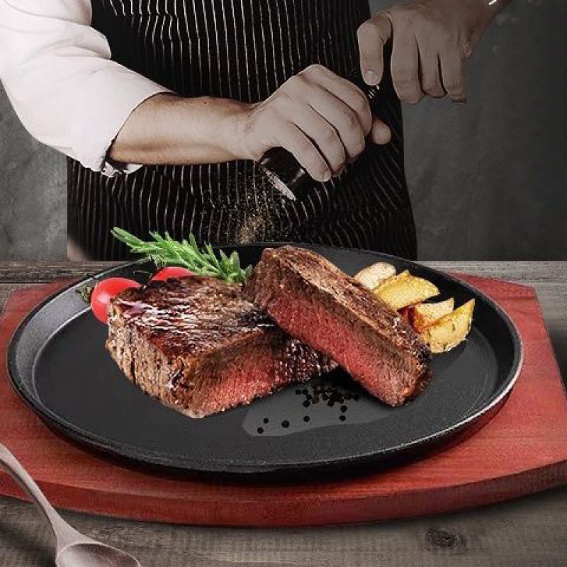 12 Inch Cast Iron Skillet - Heavy Duty Round Pan for Home & Restaurant Cooking - Perfect for Rotisserie, Grilling, Baking & Stovetop Use