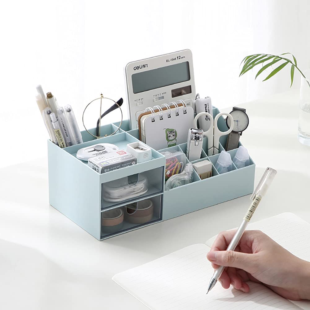 White Cosmetic Organizer with Drawer - Makeup & Skincare Storage Case for Vanity Desk, Dresser, Countertop - Perfect for Bathroom, Office & Beauty Display Organization