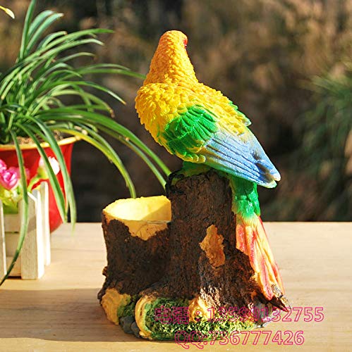 ZAMTAC Mini Resin Flower Pot - European Garden Decor for Succulents & Plants, Cute Parrot Design, Photography Props - Perfect for Home, Office, and Wedding Decorations