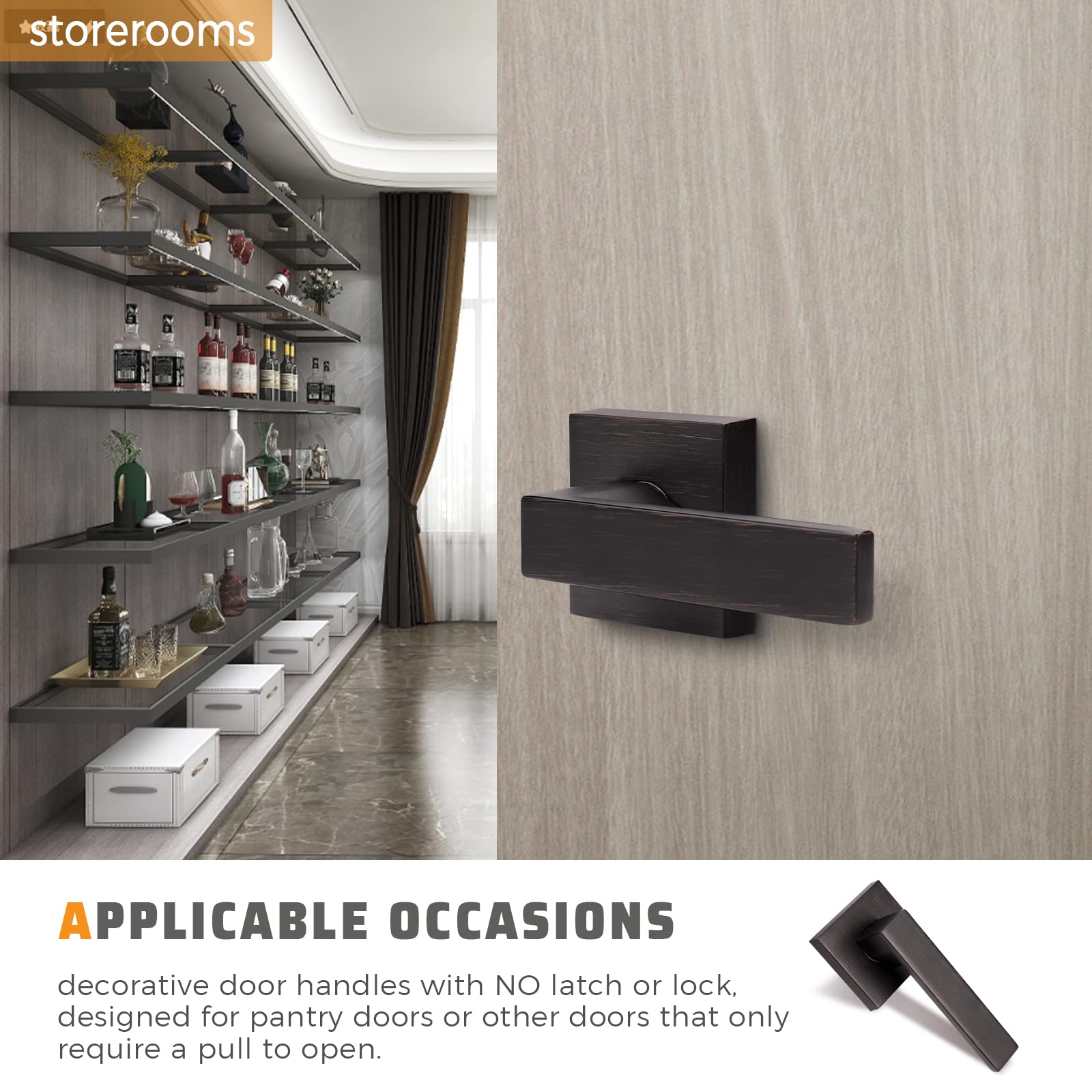 KNOBWELL 10 Pack Heavy Duty Interior Door Handles - Right/Left Hand Single Sided Dummy Lever for Closet & Cabinet Doors in Oil Rubbed Bronze (0.93 lb, One Side Use) - Perfect for Bedrooms, Bathrooms & Storage Spaces