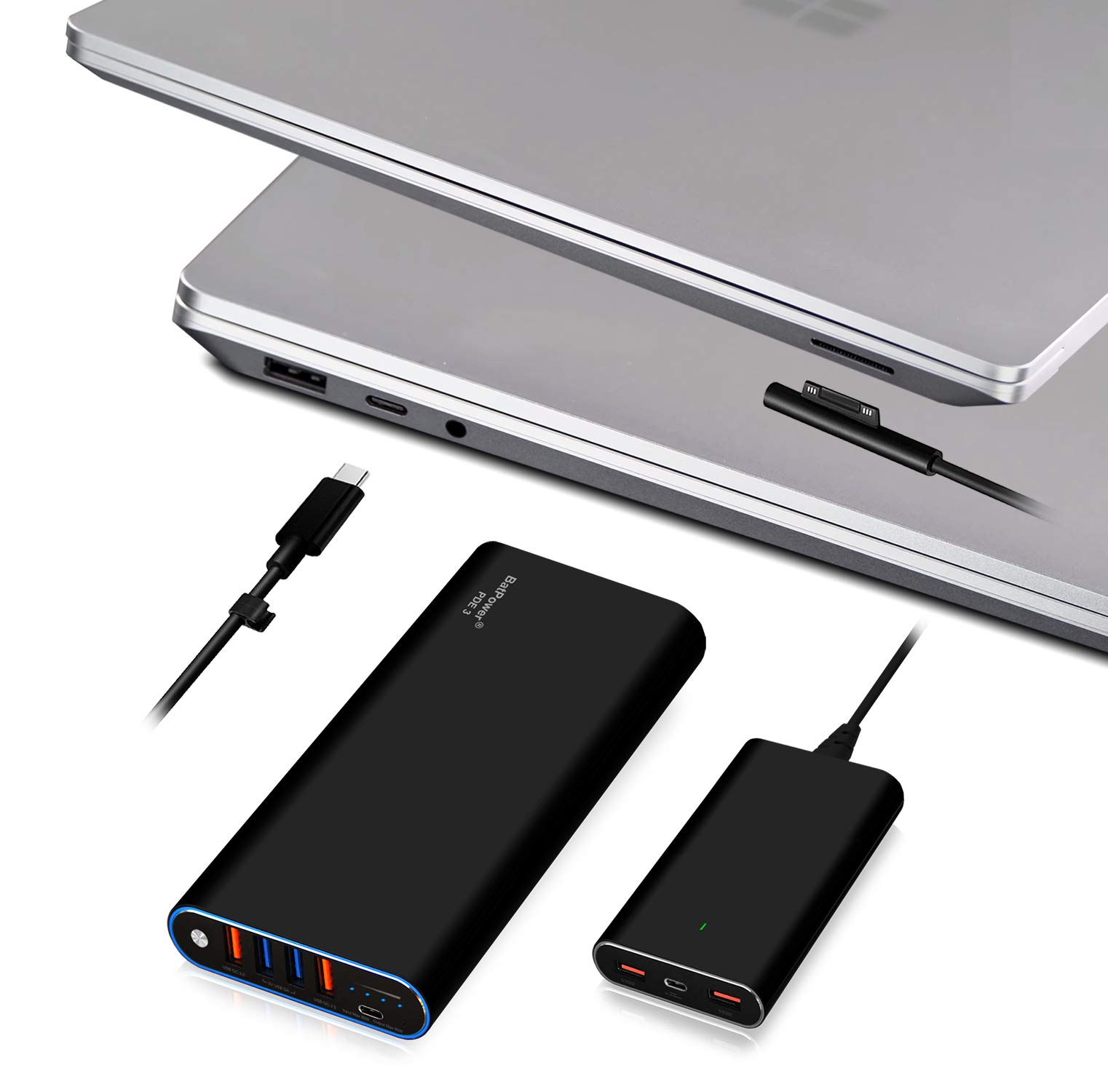 BatPower 98Wh 140W High-Speed PD USB-C Portable Charger - Compatible with Microsoft Surface Pro 8/7/6/5/4/3, Surface Go, Surface Book 3/2, Laptops & USB-C Devices | Perfect for Travel, Business & Remote Work Power Backup