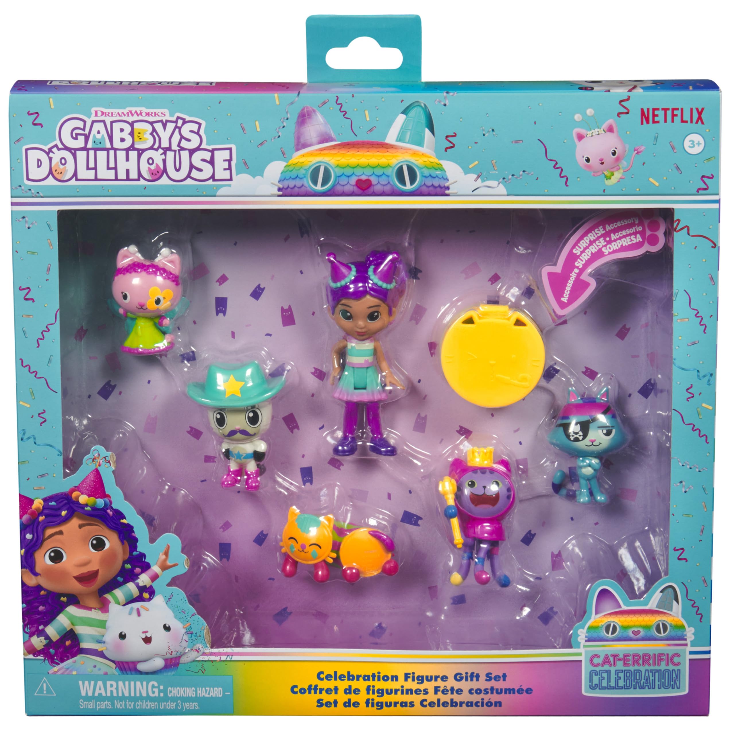 Gabby's Dollhouse Celebration Themed Playset - 5 Cat Toy Figures with Gabby Girl, Surprise Toys & Dollhouse Accessories for Kids Ages 3+ | Perfect for Birthday Gifts, Pretend Play & Collectible Fun