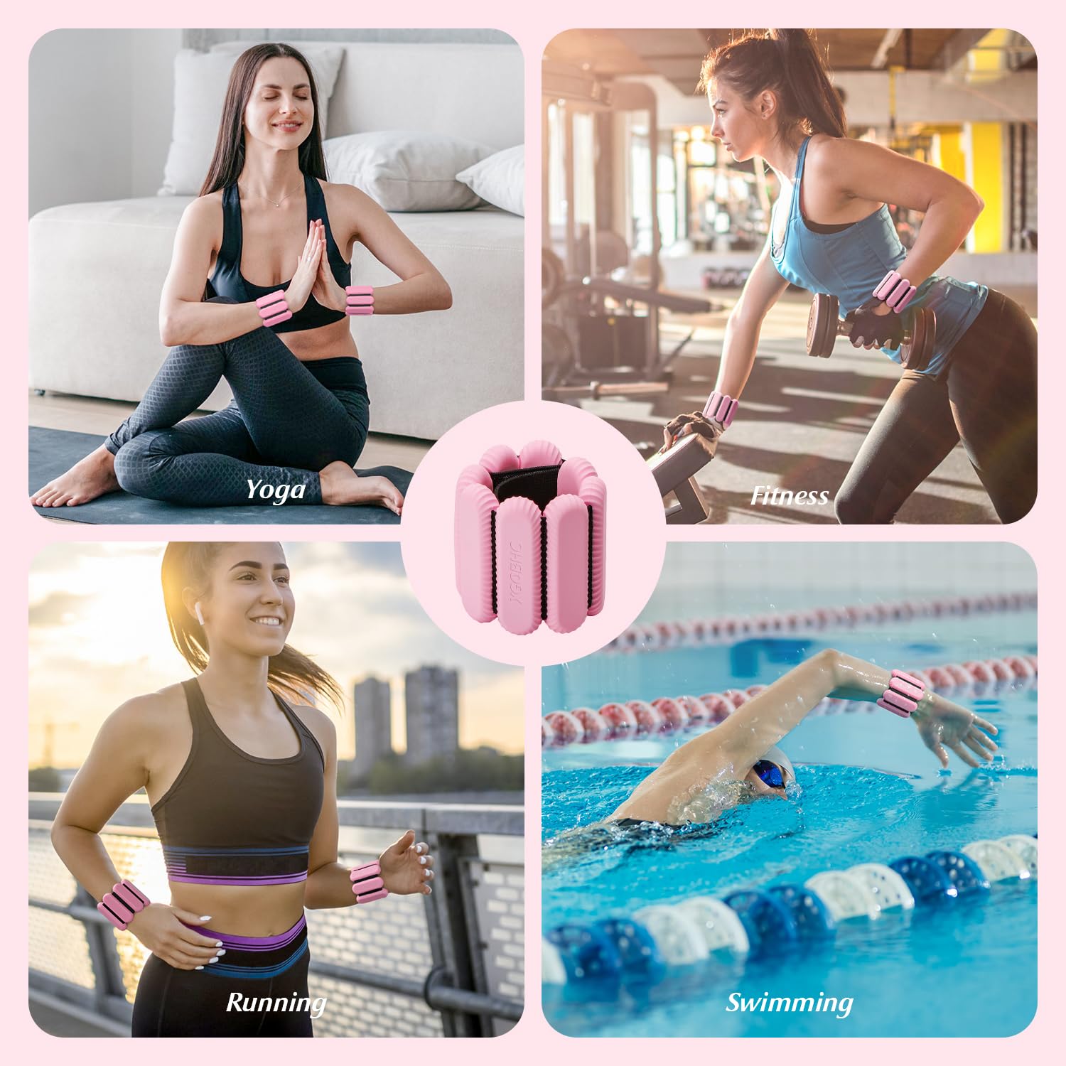 Adjustable Ankle Weights Set of 2 for Women & Men - 1-5 lbs Wrist & Leg Weights for Strength Training, Yoga, Dance, Running - Perfect for Home Workouts, Gym Fitness & Water Aerobics