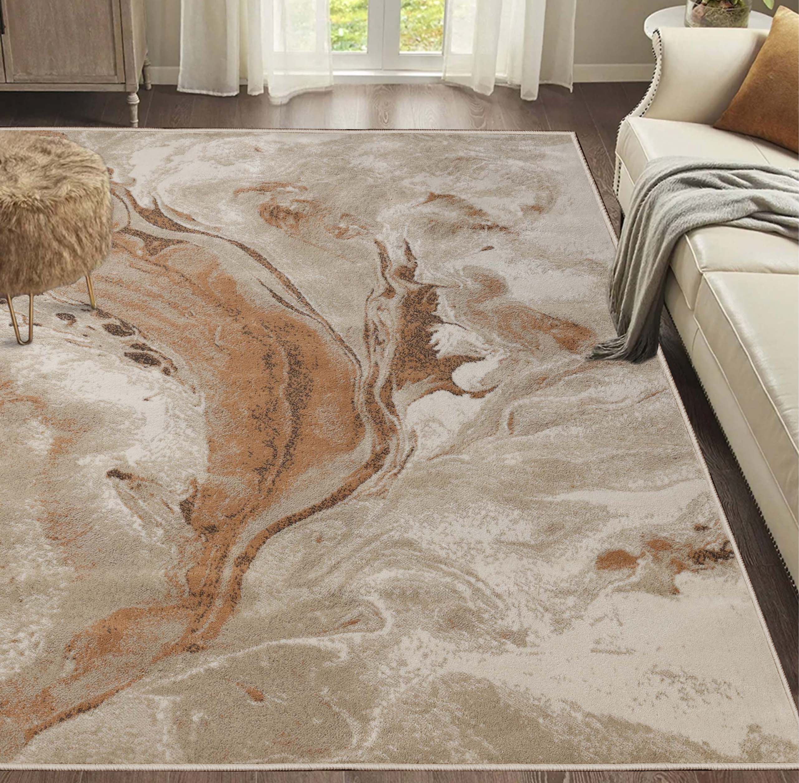 Morwenna Watercolor Abstract Large Area Rug - Non-Slip Indoor Runner Carpet for Living Room, Bedroom, Hallway - Soft Boho Home Decor