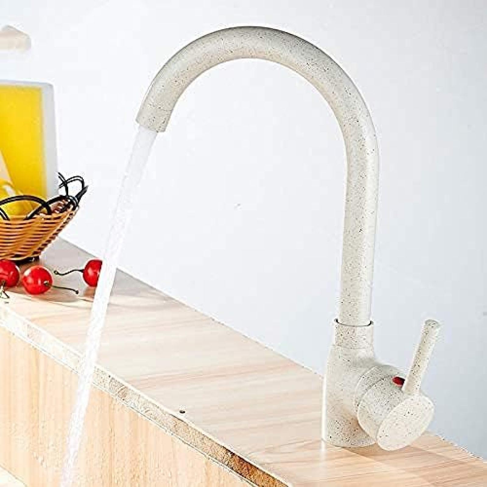 CRJUS Modern One-Handle Kitchen Faucet with 360° Swivel Spout - Hot and Cold Water Copper Mixer Tap for Sink - Perfect for Cooking, Washing Dishes & Food Prep
