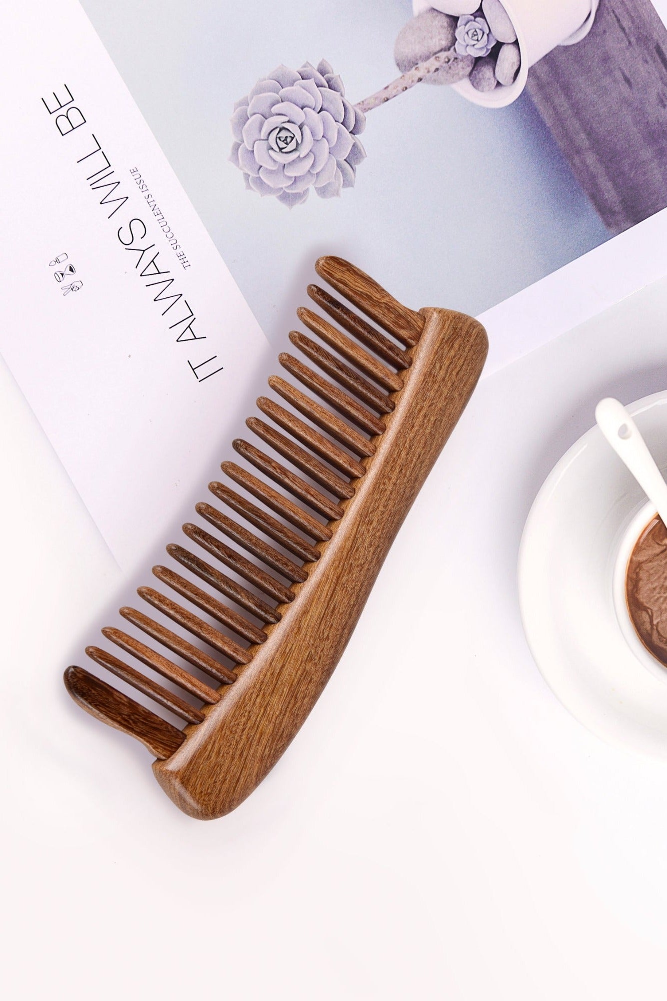 Premium Teak Wood Comb with Inlaid Teeth - Natural Hair Care for Smooth & Tangle-Free Styling - Perfect for Daily Grooming, Travel & Salon Use