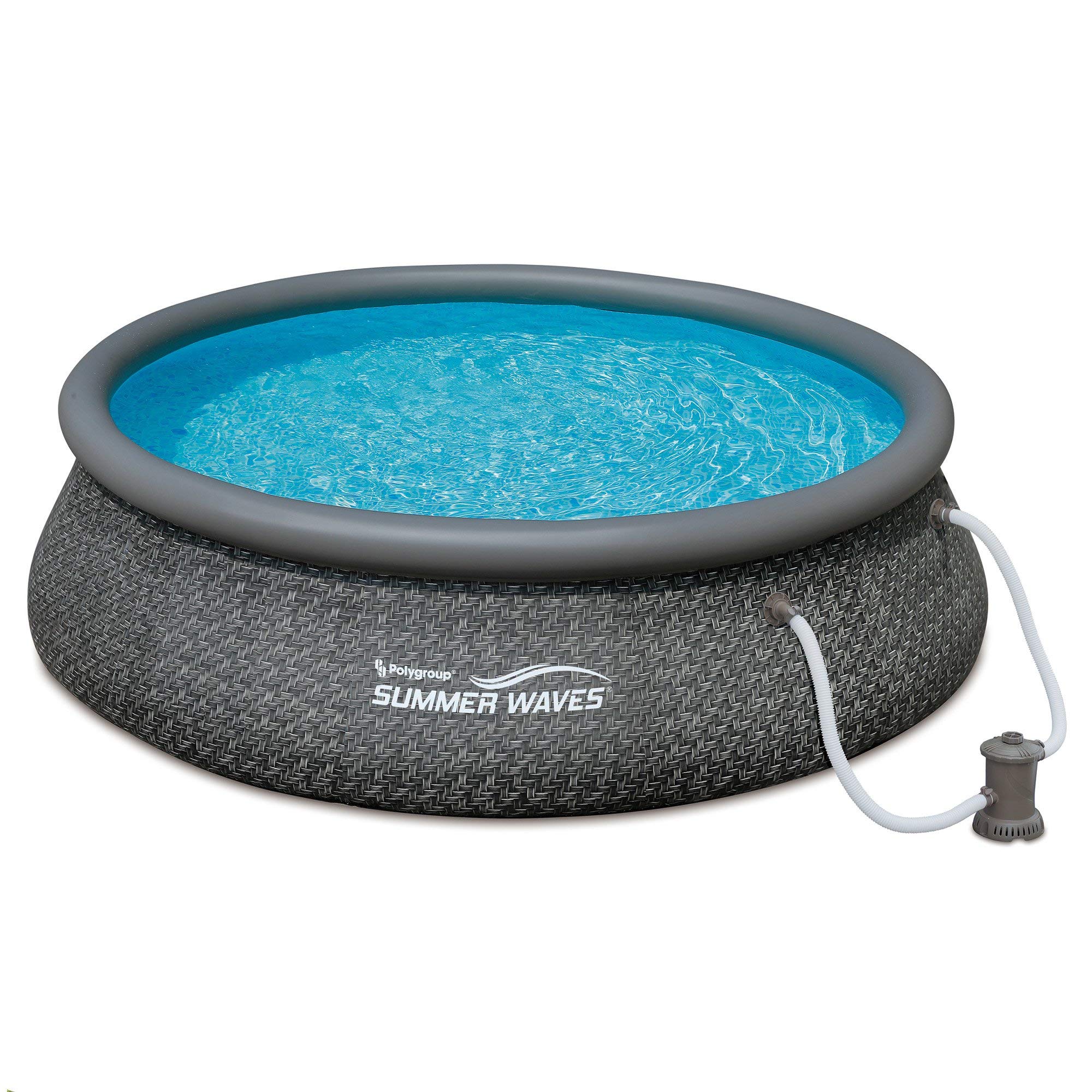 Summer Waves P10012361 Quick Set 12ft x 36in Round Inflatable Above Ground Swimming Pool with Filter Pump & Cartridge - Perfect for Backyard Fun, Family Gatherings & Summer Relaxation