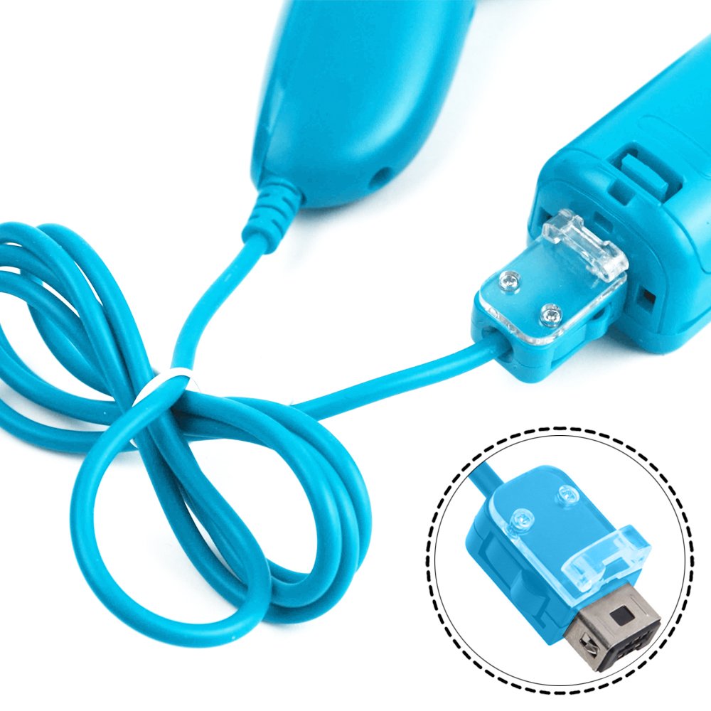 AFUNTA 2-Pack Nunchuk Controllers for Nintendo Wii U - Light Blue Replacement Game Controllers for Wii U Gaming - Perfect for Multiplayer & Family Fun