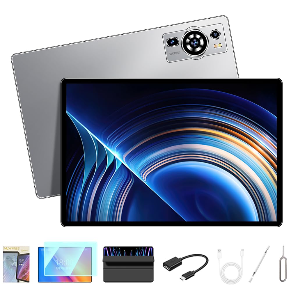 UXD 10-inch Android 13 Tablet with Keyboard & Mouse - 12GB RAM 256GB ROM, Octa-Core Processor, HD+ IPS Display, 4G LTE & WiFi 6, 8000mAh Battery - Perfect for Work, Study & Entertainment (Gray)