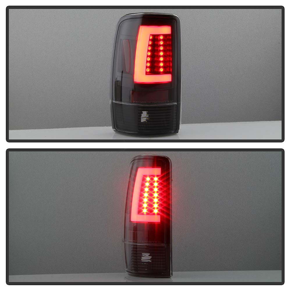 ACANII V2 Black LED Tube Tail Lights Brake Lamps for 2000-2006 Chevy Suburban Tahoe GMC Yukon - Driver & Passenger Side - Upgrade Your Ride with Durable LED Lighting for Night Driving and Enhanced Safety