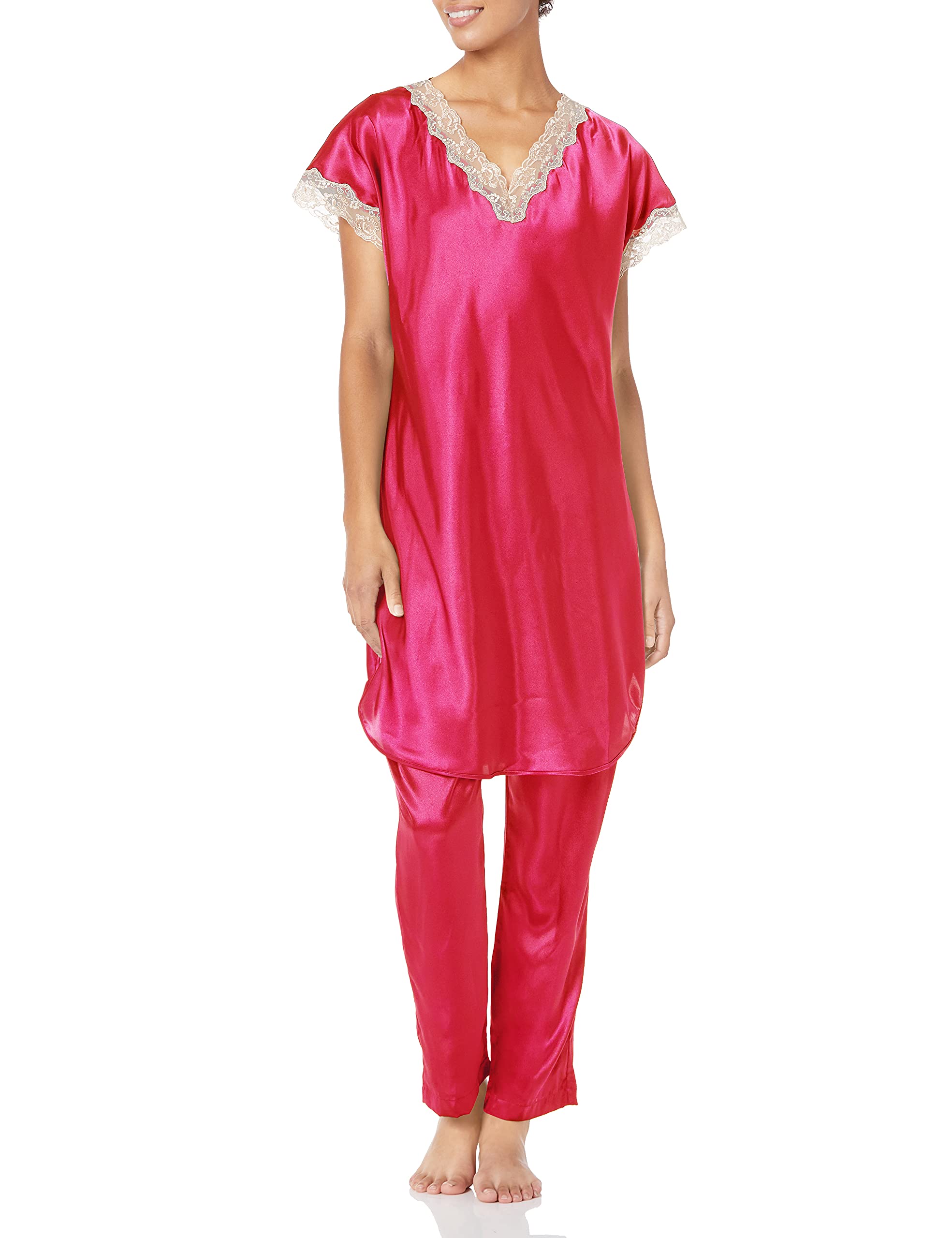 Shadowline Women's Elegant Satin Charmeuse Pajama Set - Soft & Comfortable Sleepwear for Lounge & Bedtime - Perfect for Relaxing at Home, Spa Nights, and Gift Giving